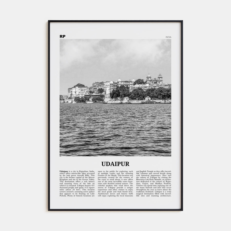 Udaipur Travel B&W Poster