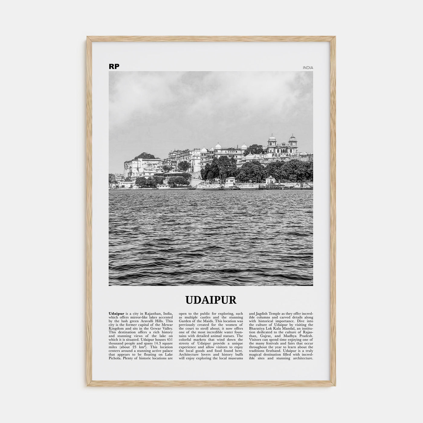 Udaipur Travel B&W Poster