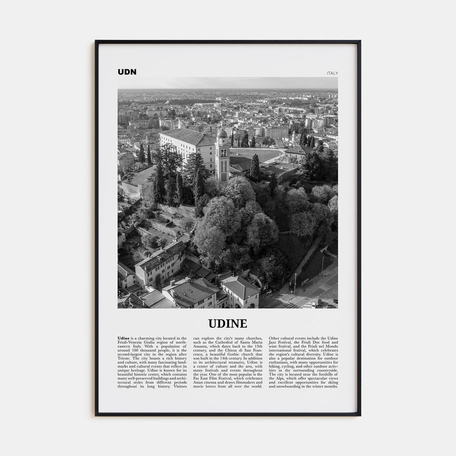 Udine Travel B&W Poster