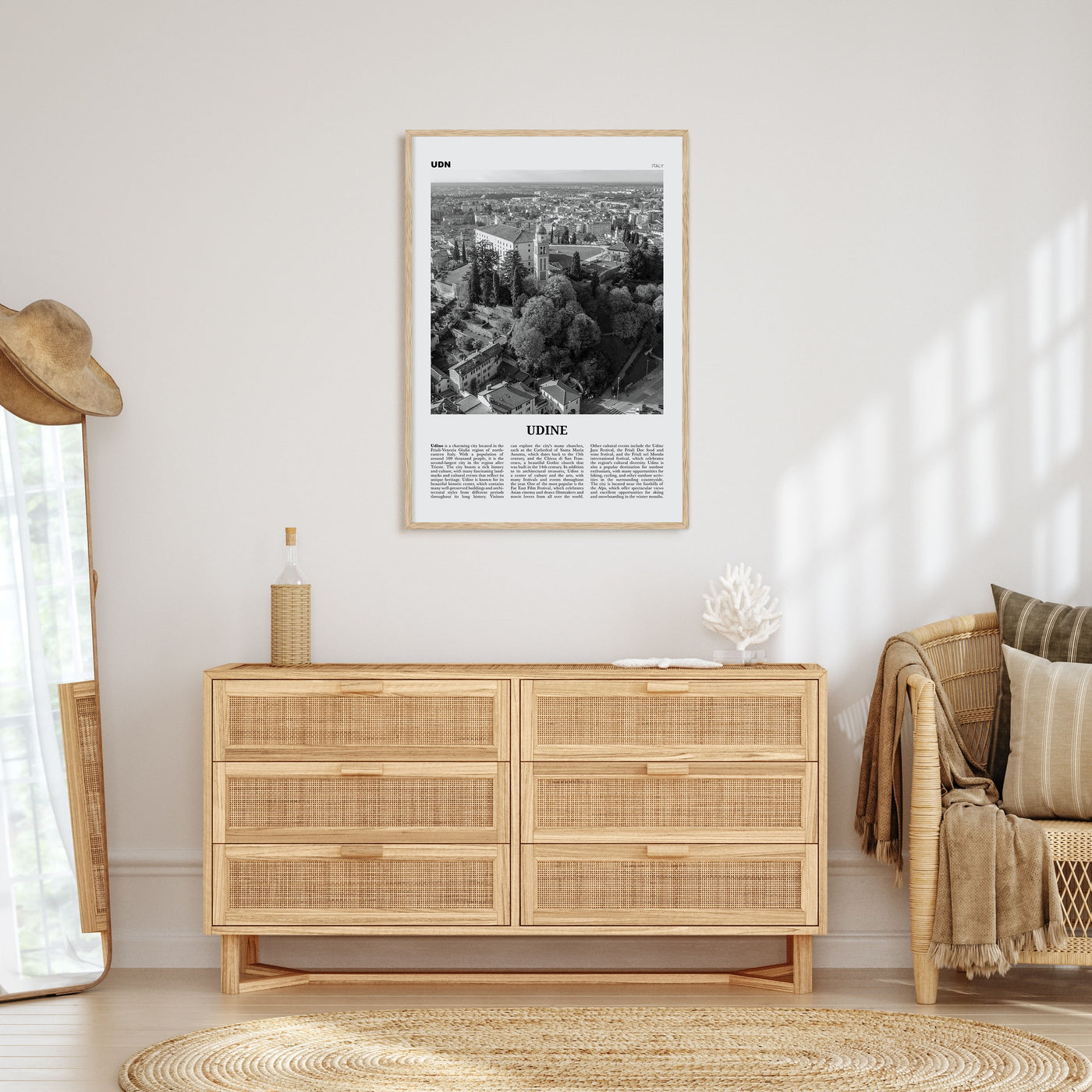 Udine Travel B&W Poster