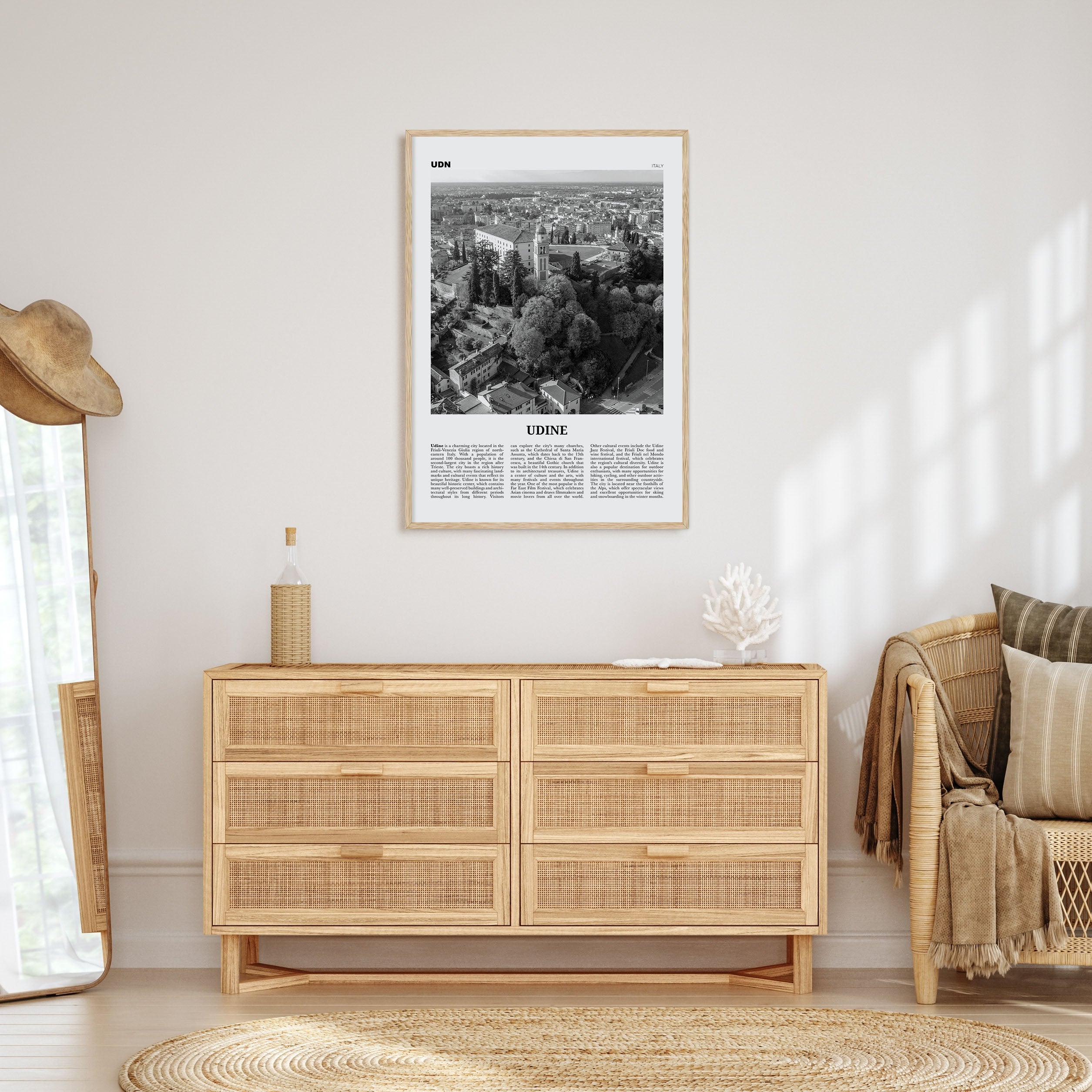 Udine Travel B&W Poster