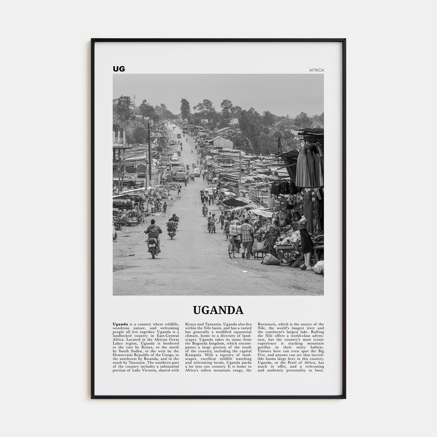 Uganda Travel B&W Poster