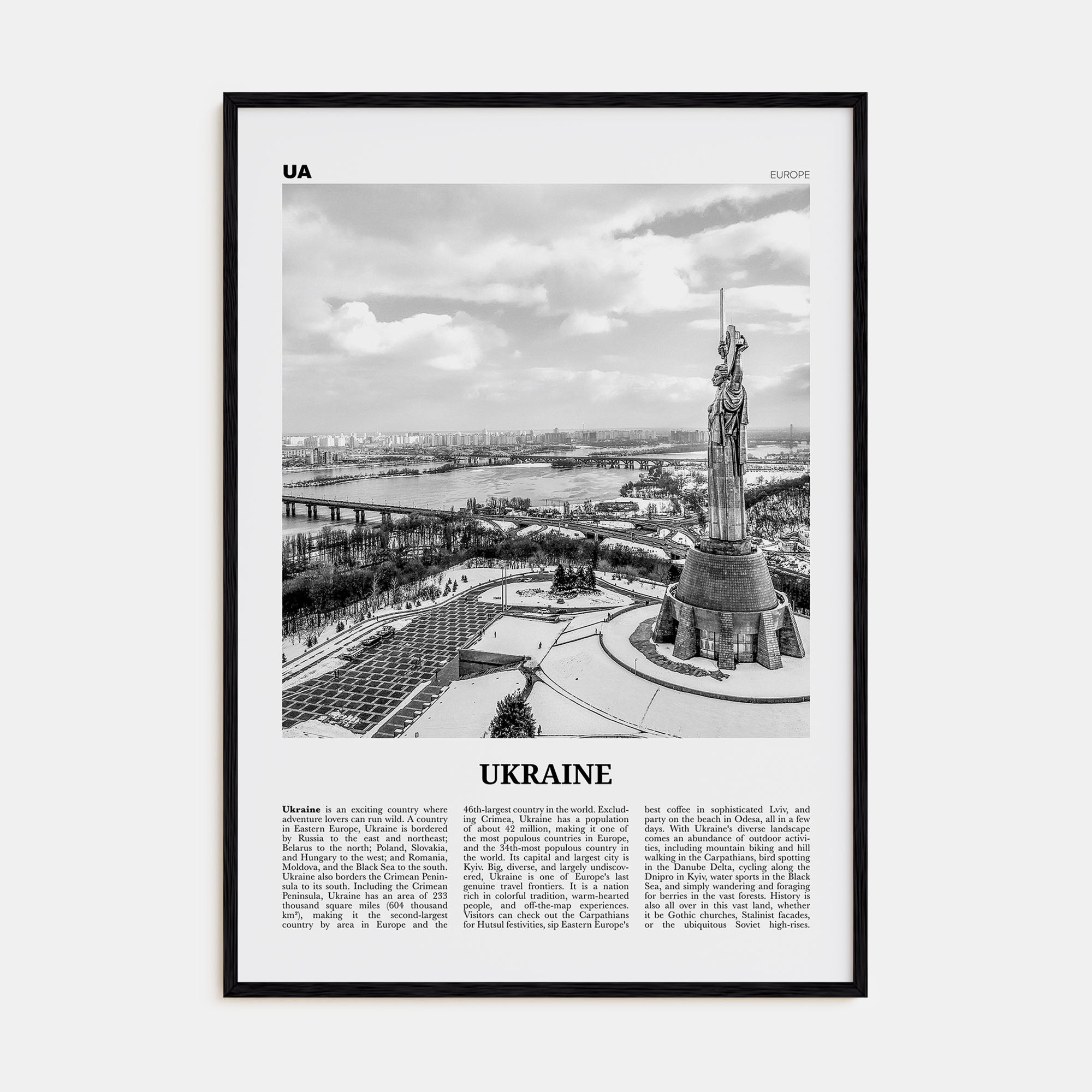 Ukraine Travel B&W No 1 Poster