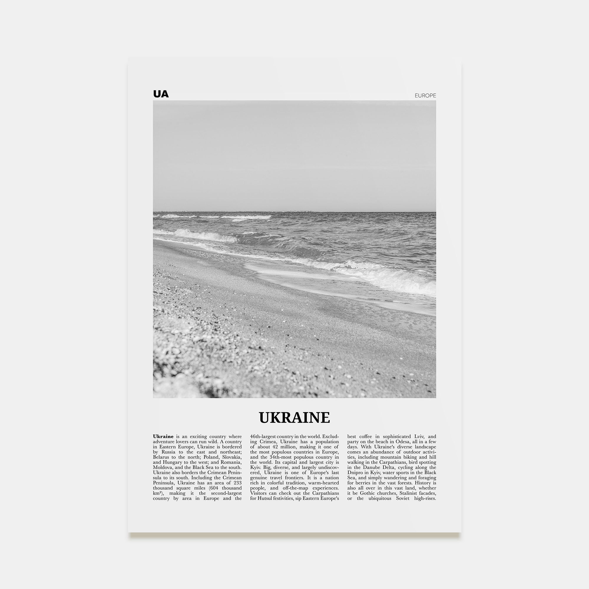 Ukraine Travel B&W No 3 Poster