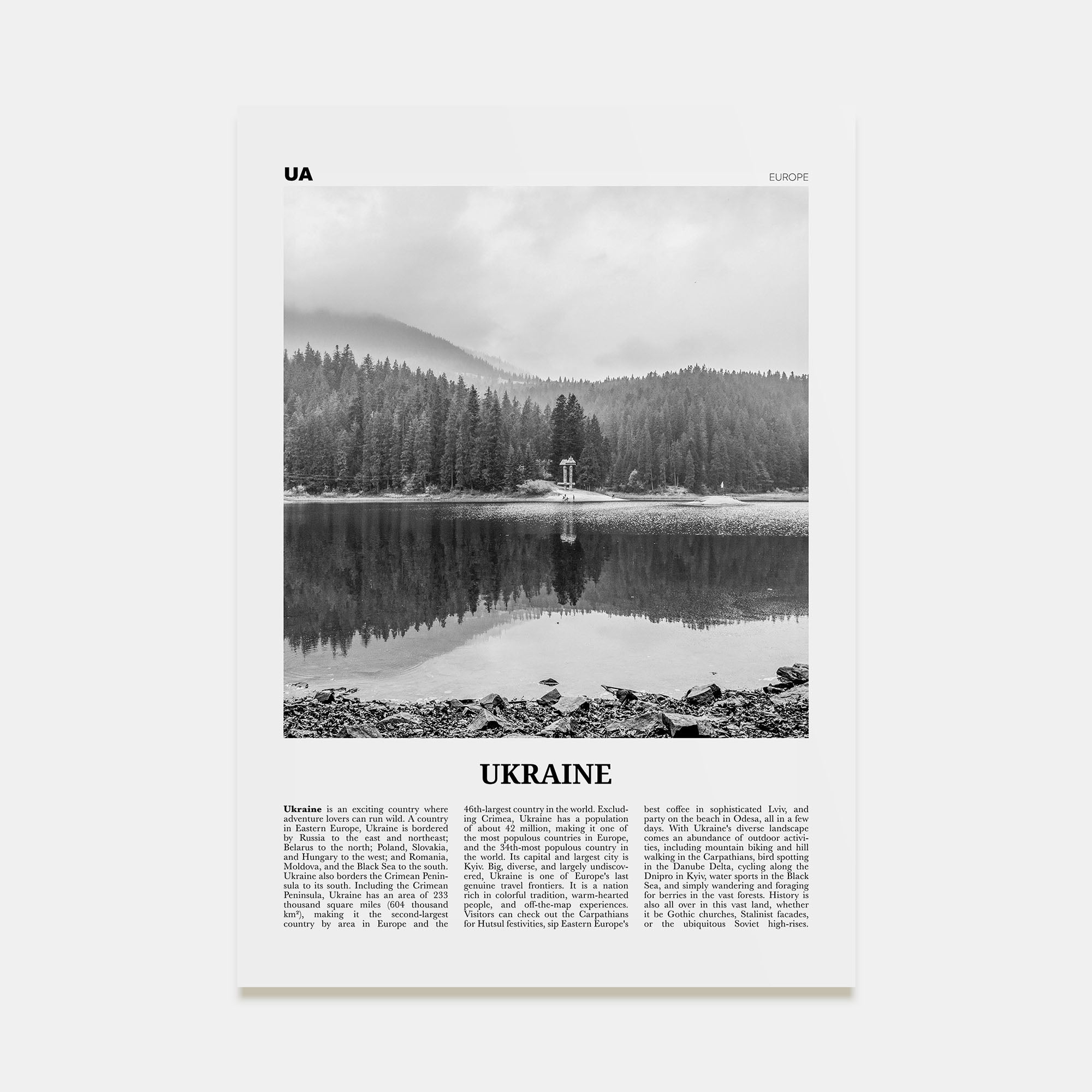 Ukraine Travel B&W No 4 Poster