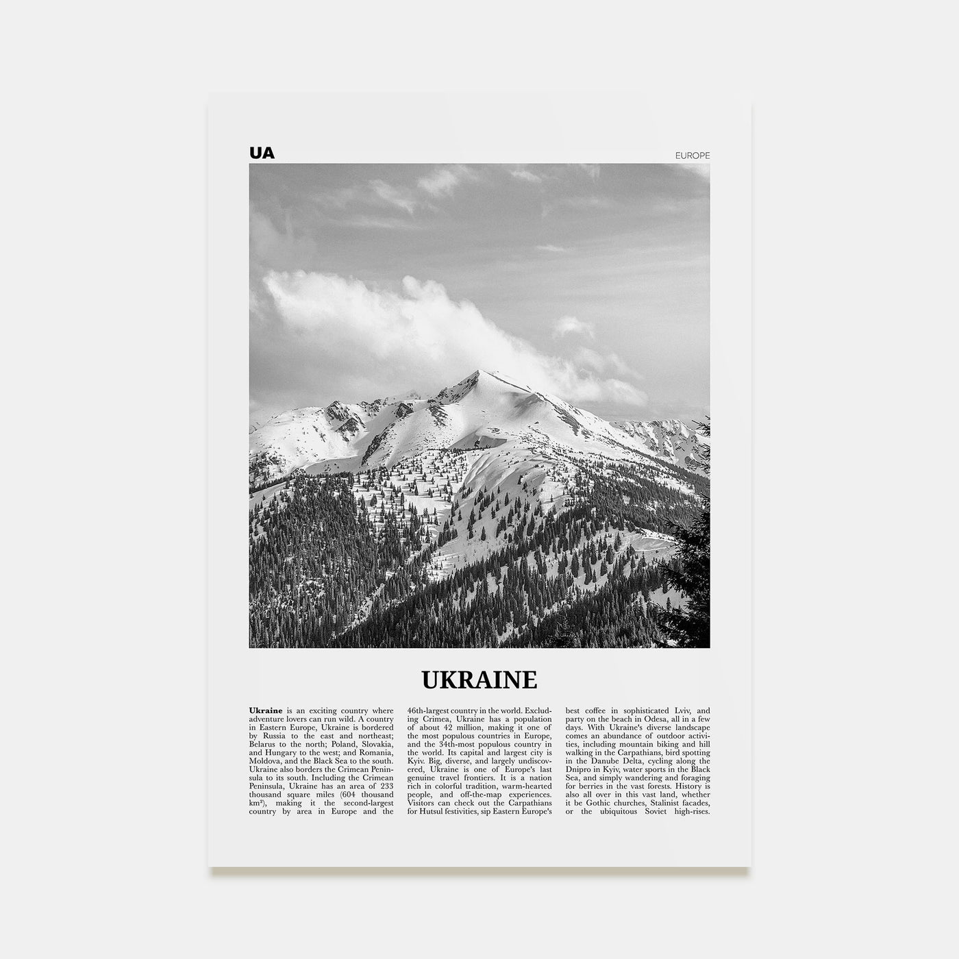 Ukraine Travel B&W No 5 Poster