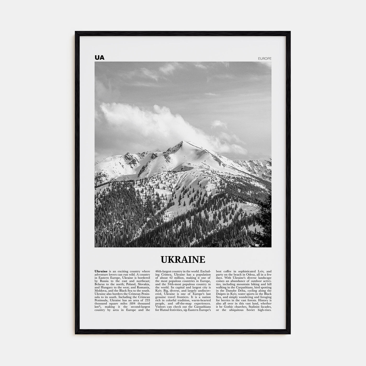 Ukraine Travel B&W No 5 Poster