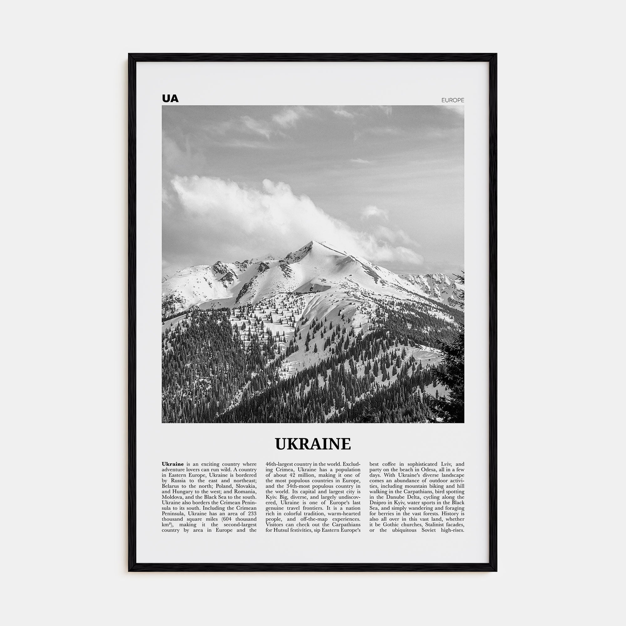 Ukraine Travel B&W No 5 Poster