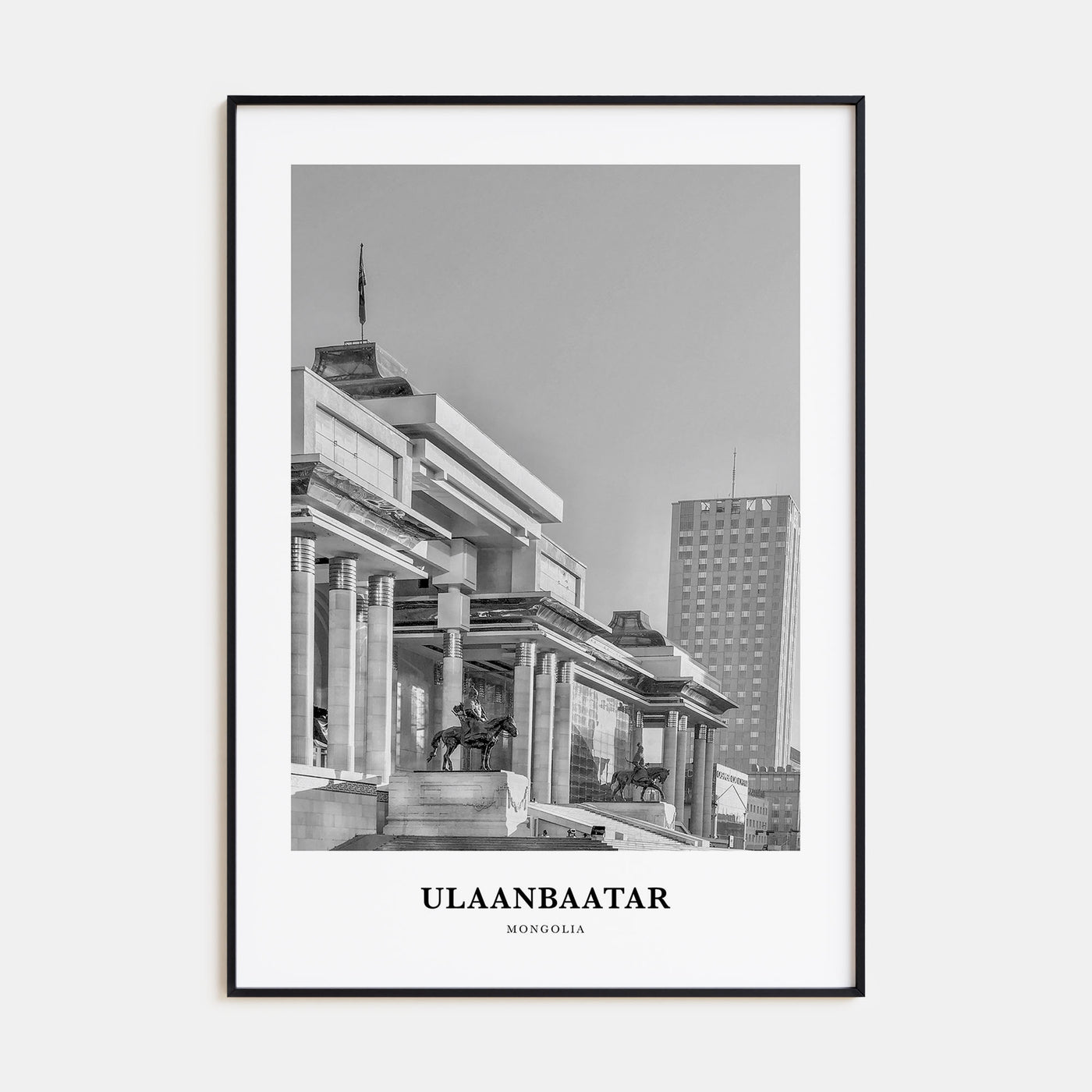 Ulaanbaatar Portrait B&W Poster