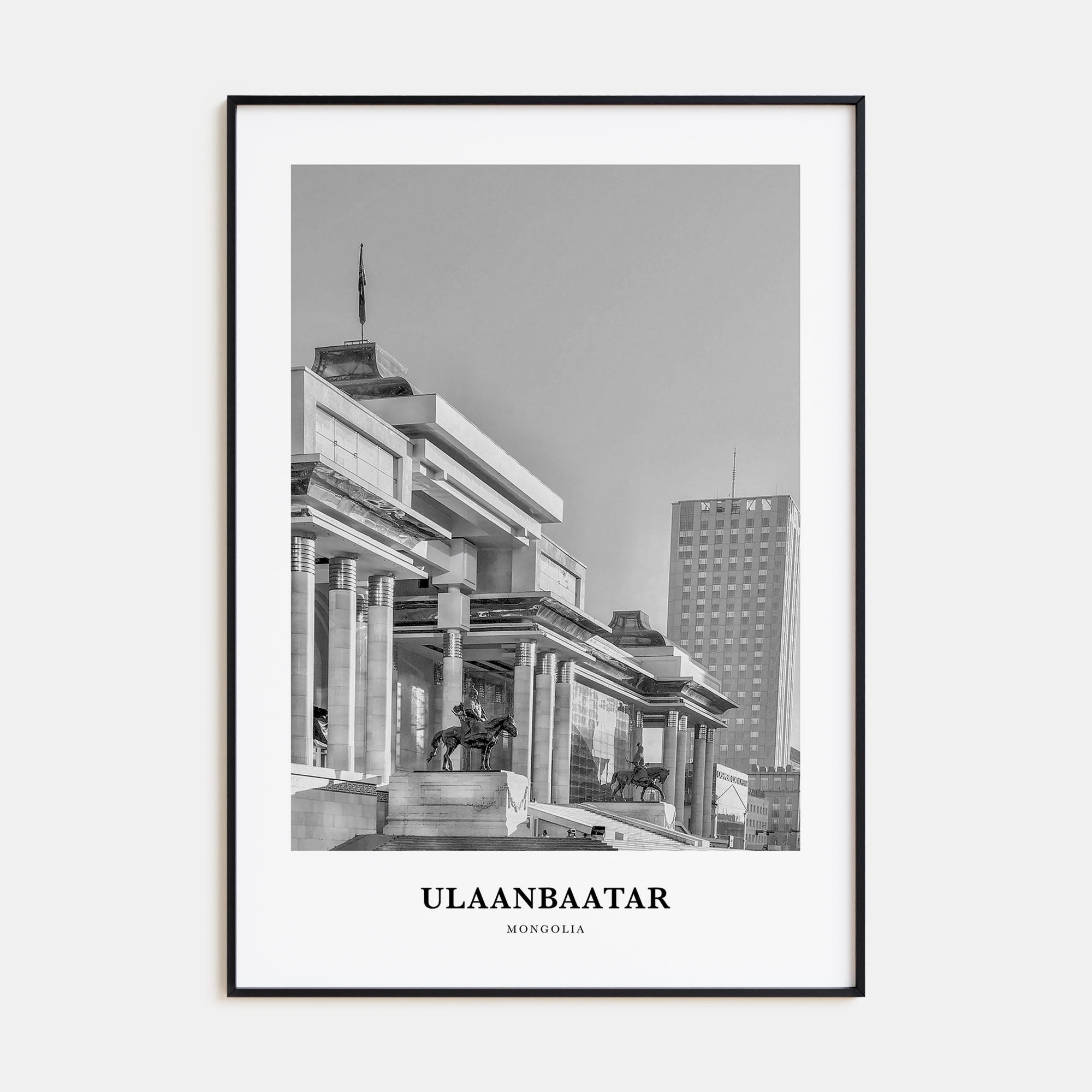 Ulaanbaatar Portrait B&W Poster