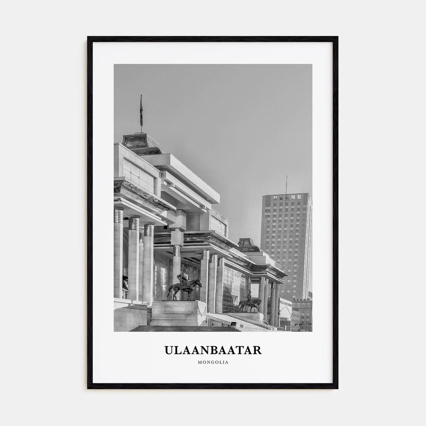 Ulaanbaatar Portrait B&W Poster