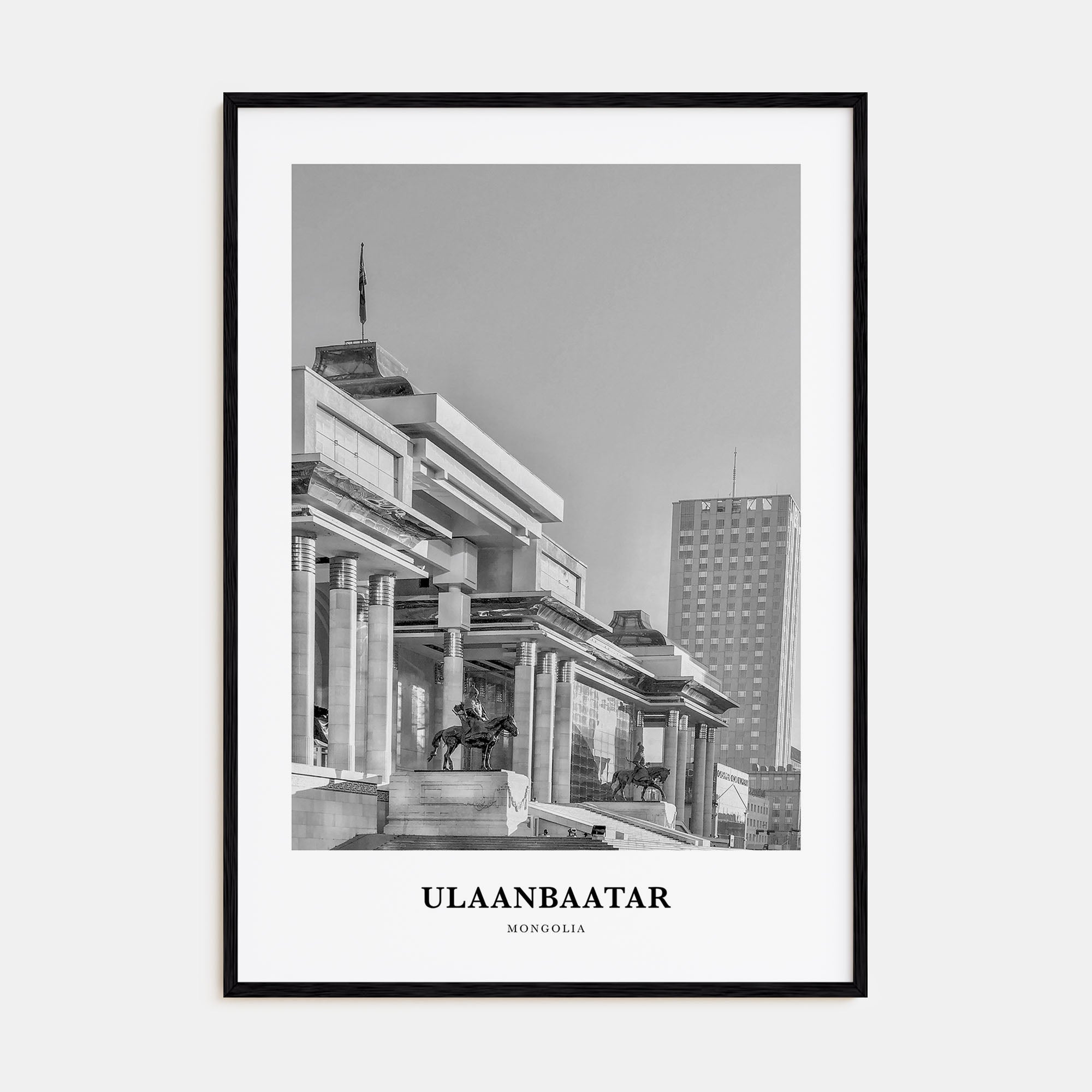 Ulaanbaatar Portrait B&W Poster