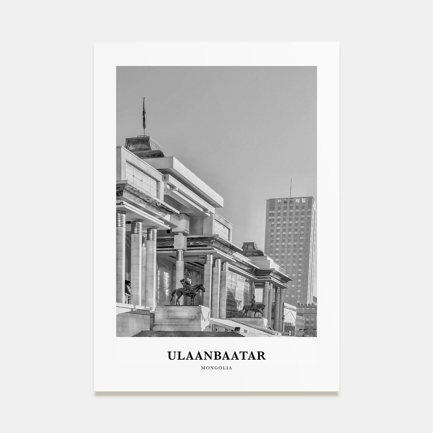Ulaanbaatar Portrait B&W Poster