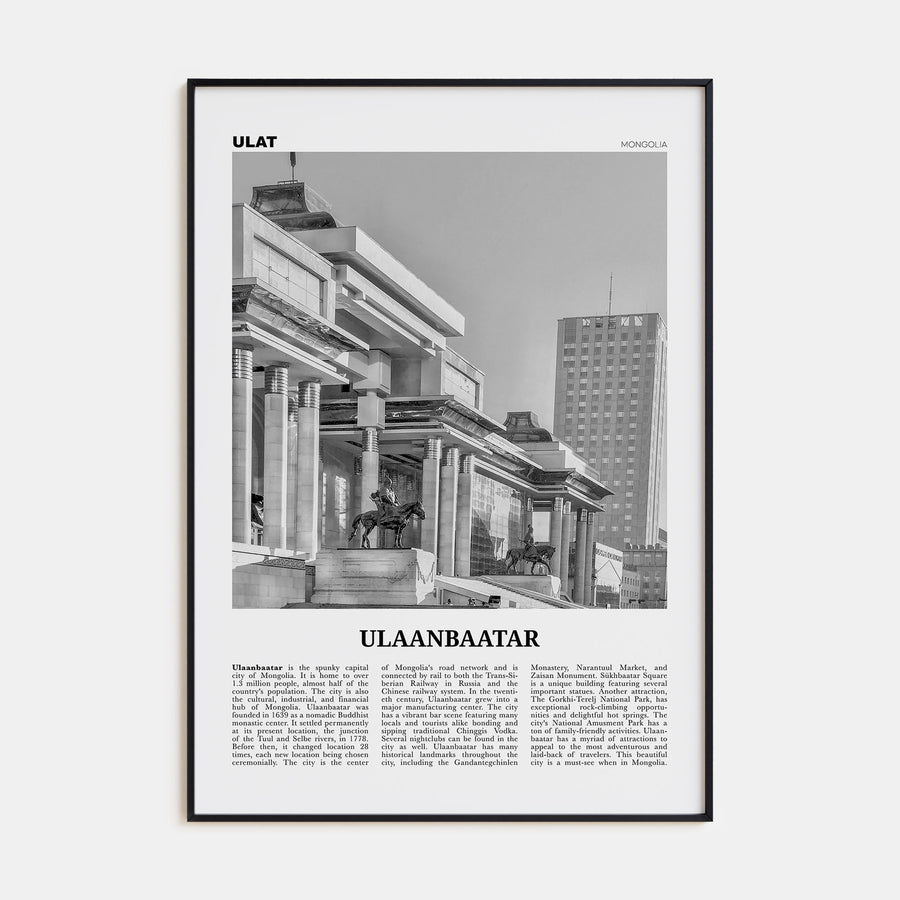Ulaanbaatar Travel B&W Poster