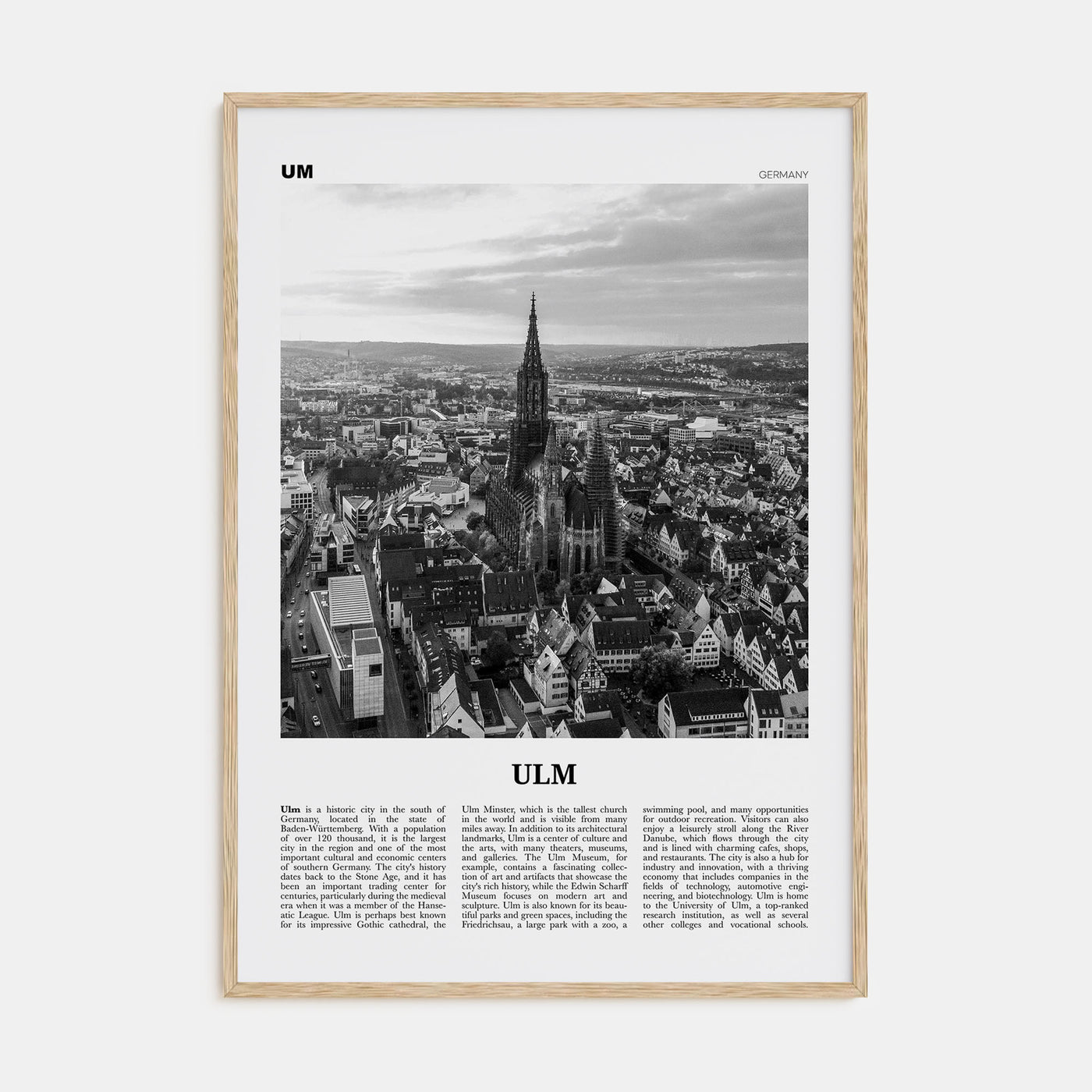 Ulm Travel B&W Poster