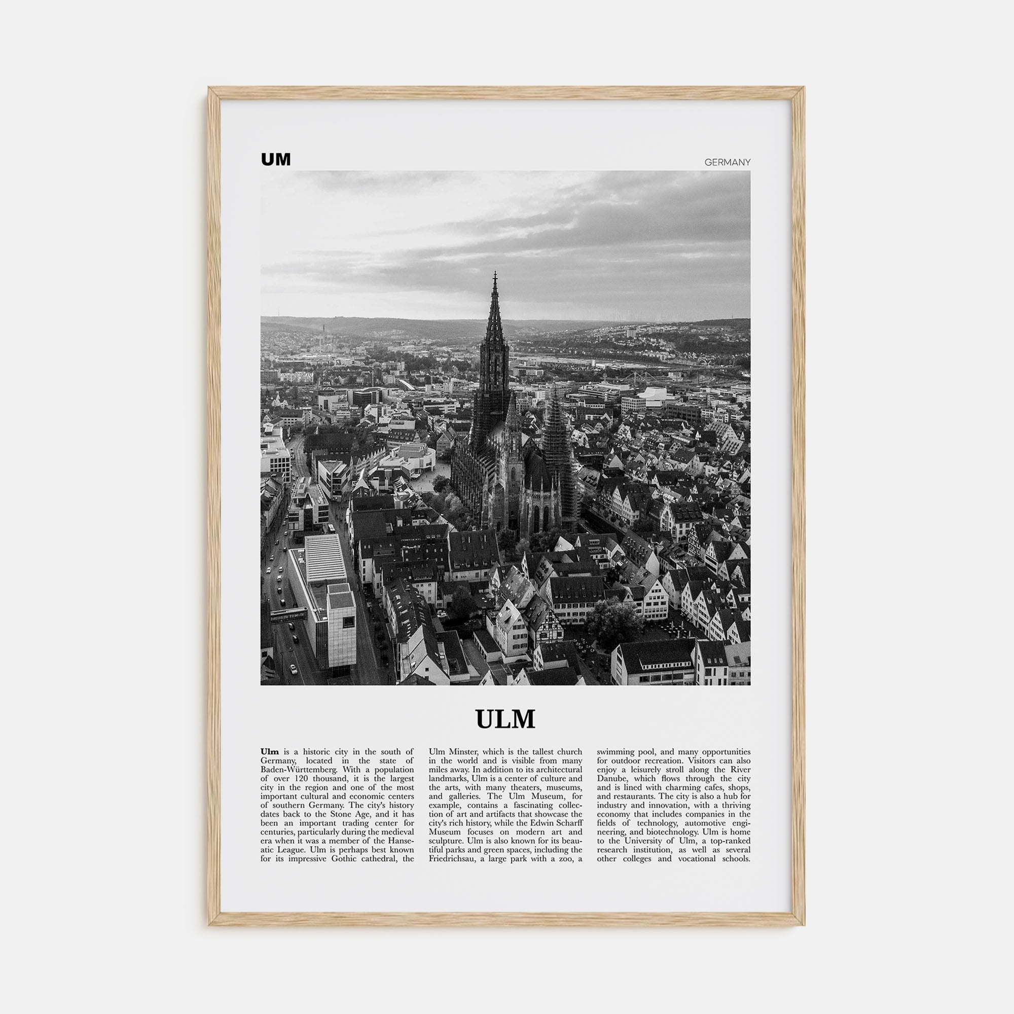 Ulm Travel B&W Poster