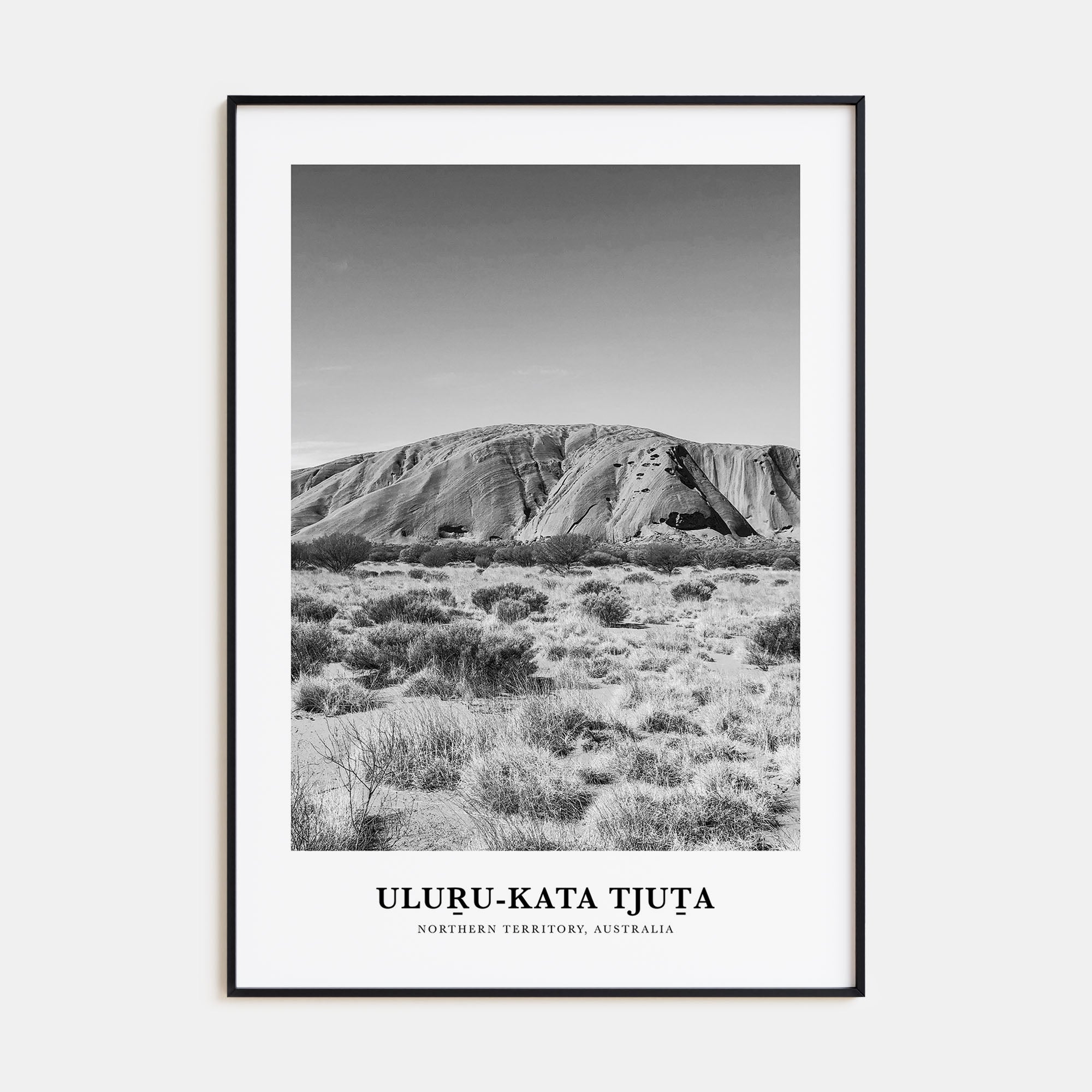 Uluru-Kata Tjuta Portrait B&W Poster