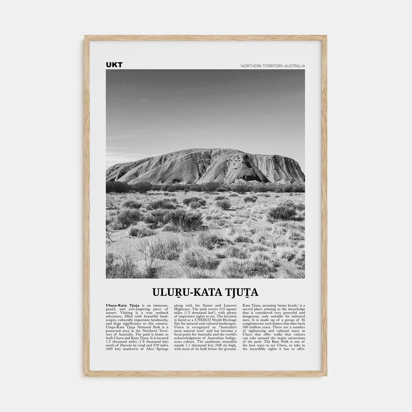 Uluru-Kata Tjuta Travel B&W Poster