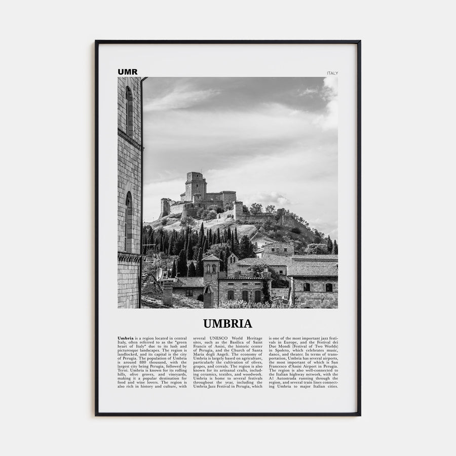 Umbria Travel B&W Poster
