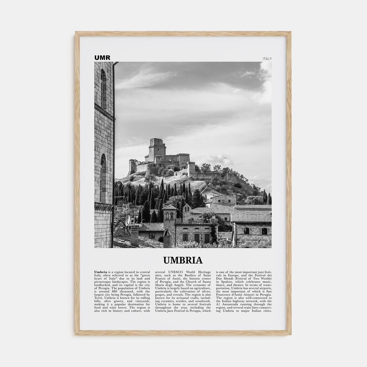 Umbria Travel B&W Poster