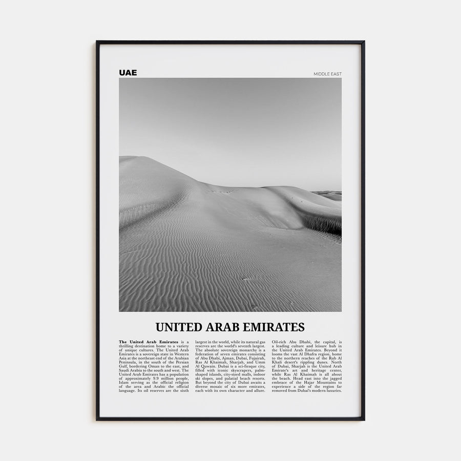 United Arab Emirates Travel B&W Poster