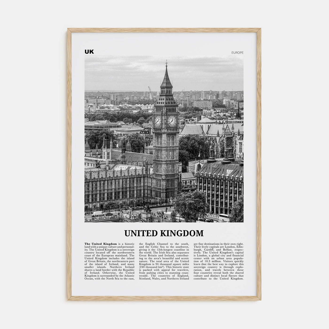 United Kingdom Travel B&W No 1 Poster