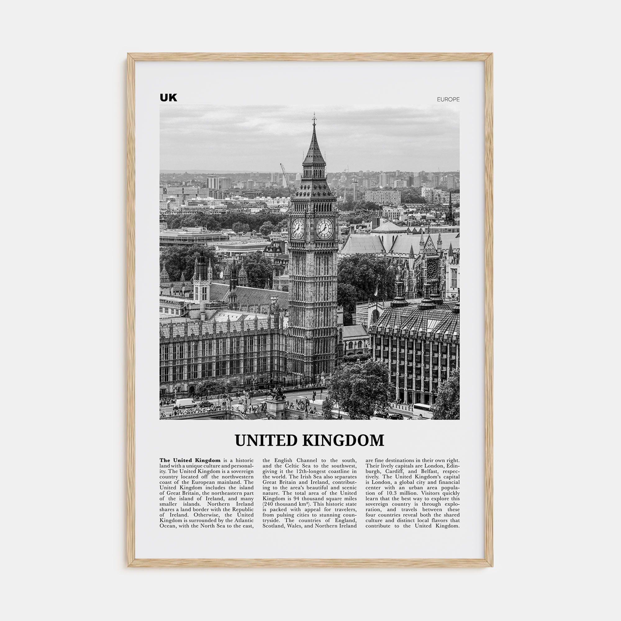 United Kingdom Travel B&W No 1 Poster