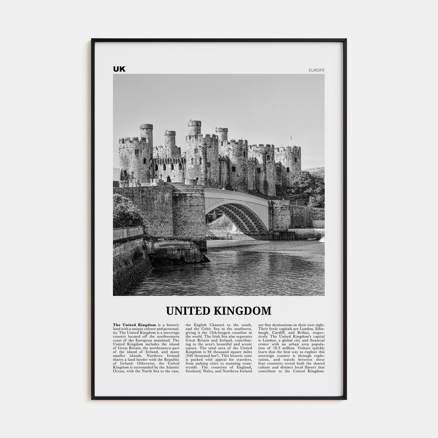 United Kingdom Travel B&W No 2 Poster