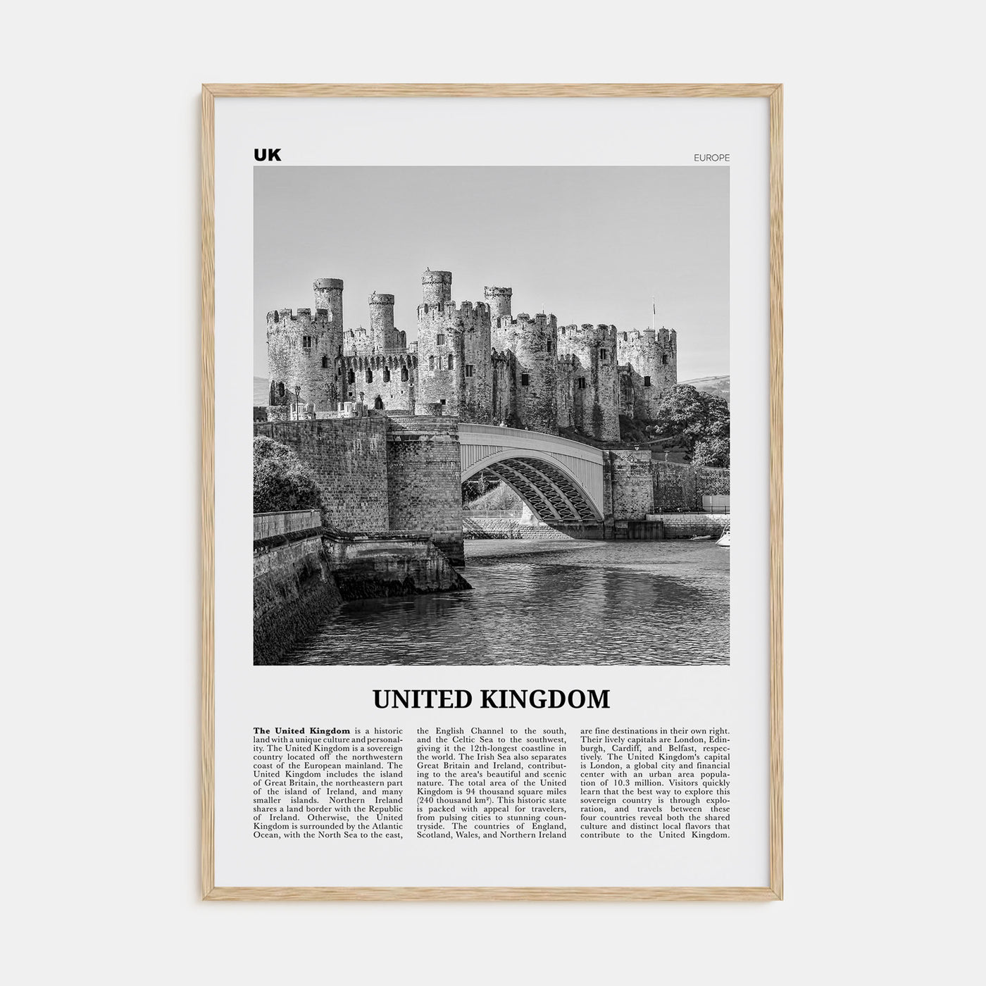 United Kingdom Travel B&W No 2 Poster