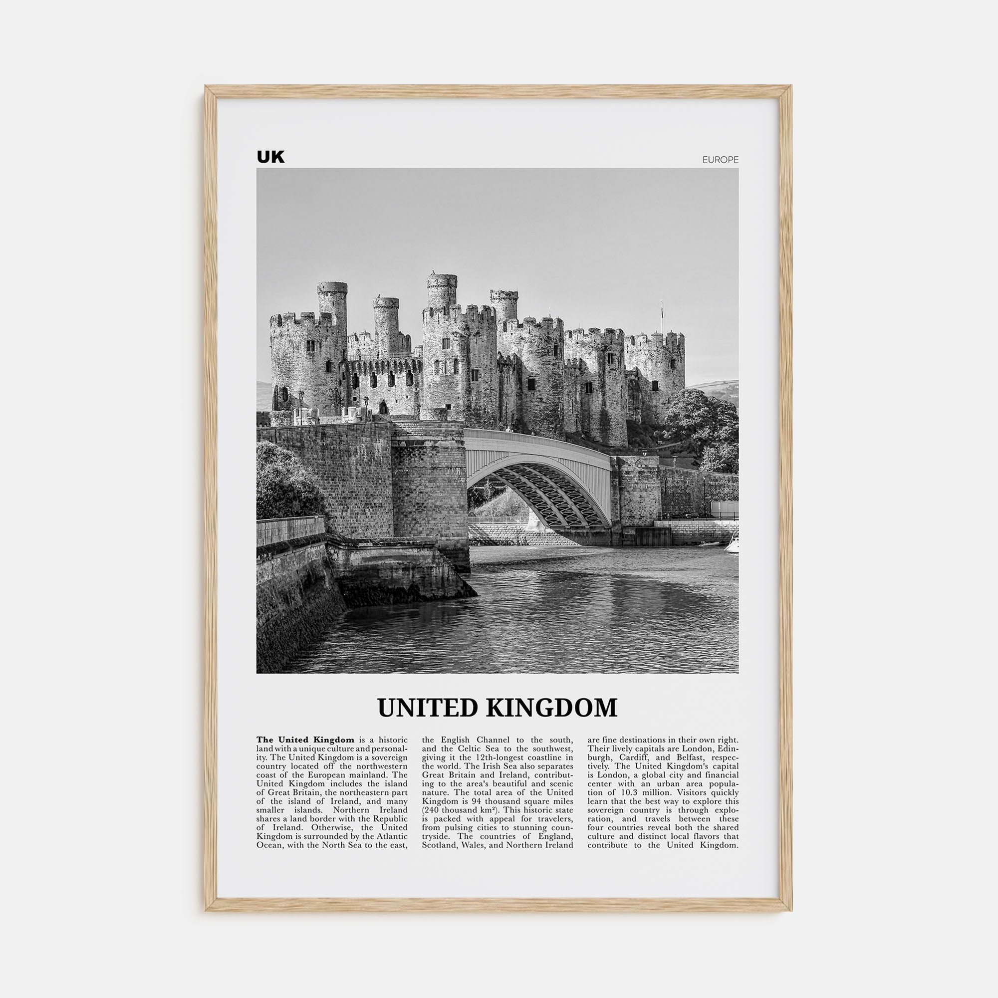 United Kingdom Travel B&W No 2 Poster