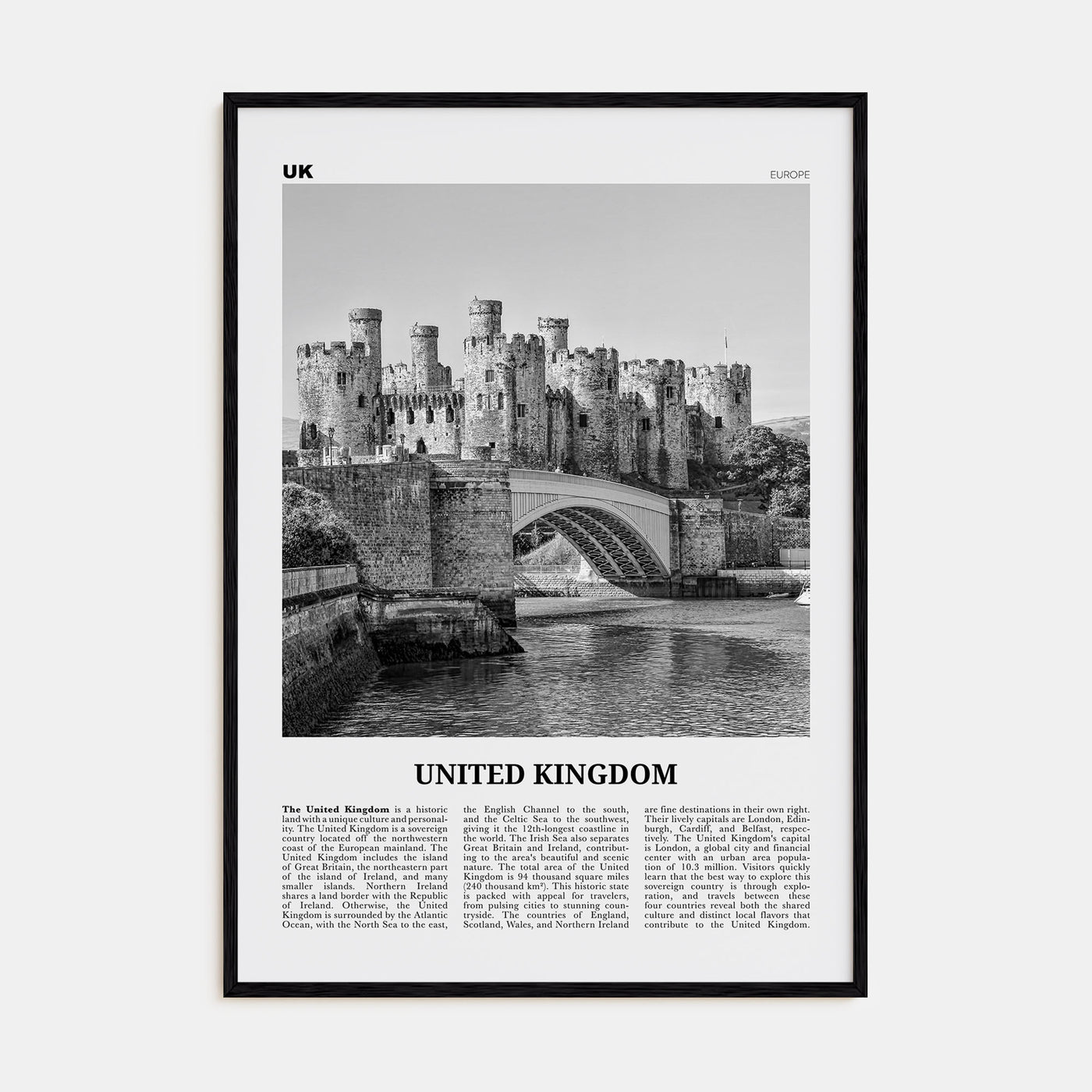 United Kingdom Travel B&W No 2 Poster