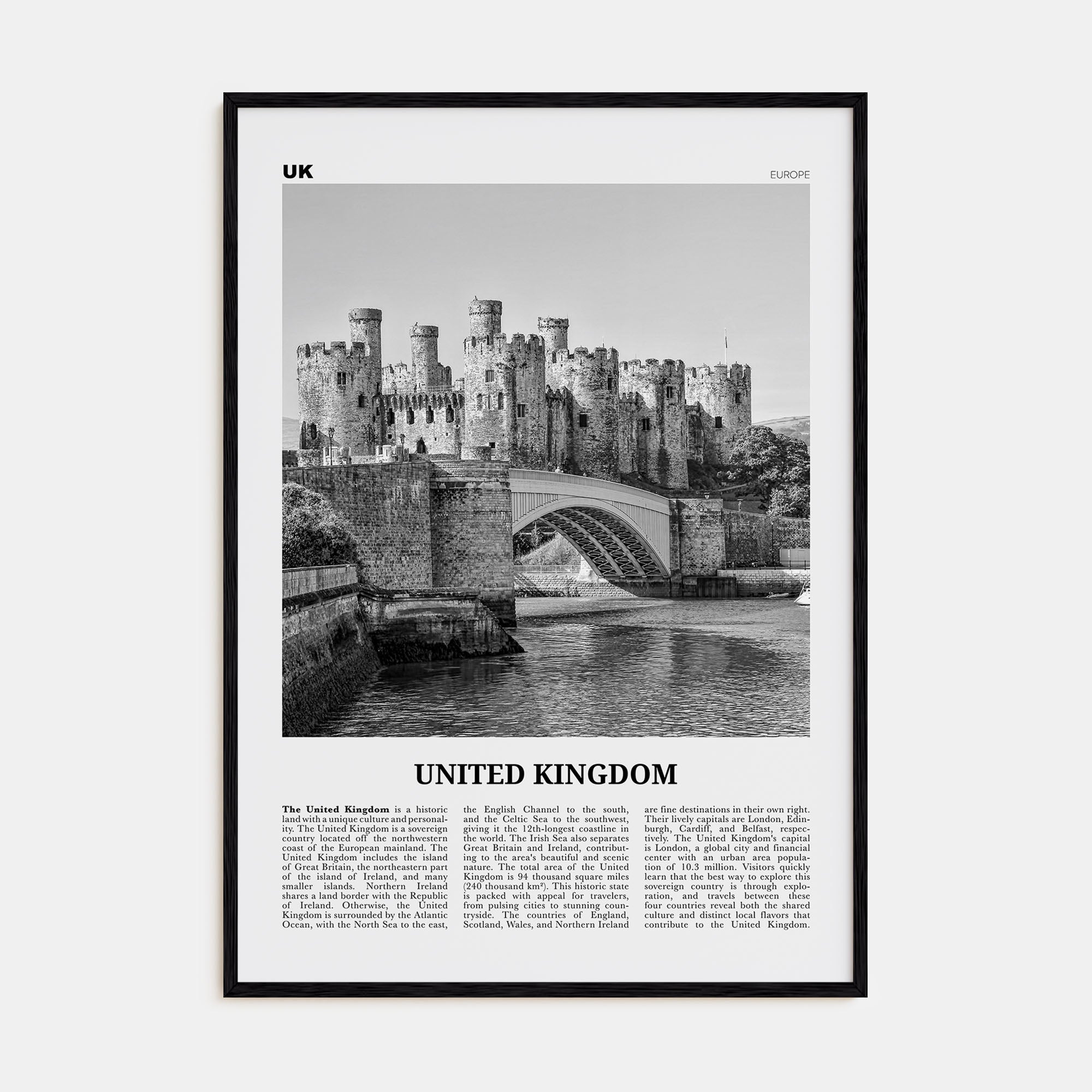 United Kingdom Travel B&W No 2 Poster