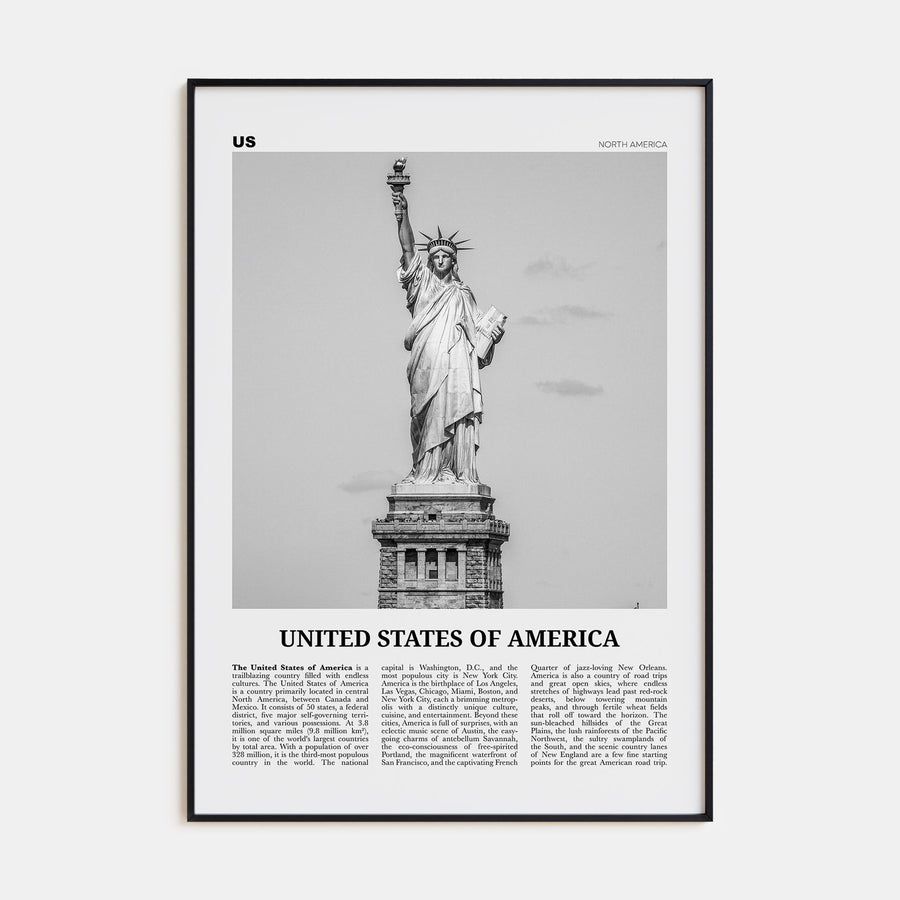 United States of America Travel B&W No 1 Poster