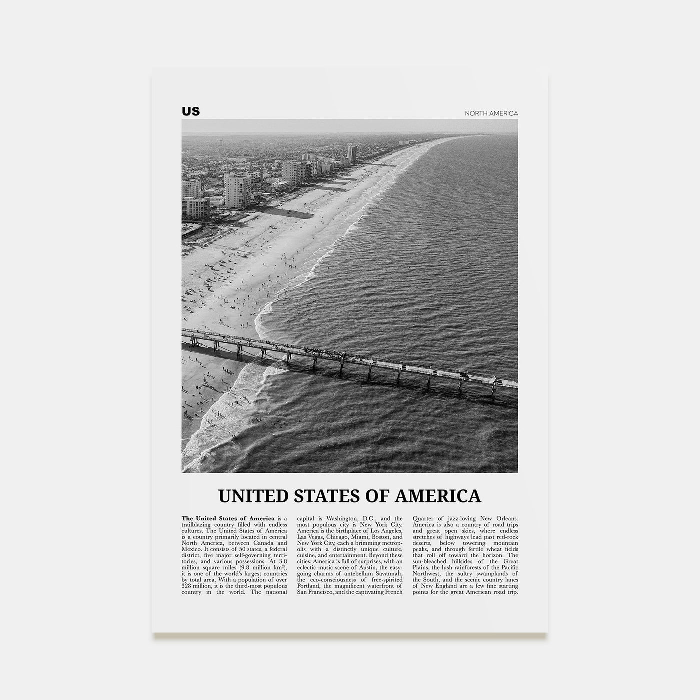 United States of America Travel B&W No 3 Poster