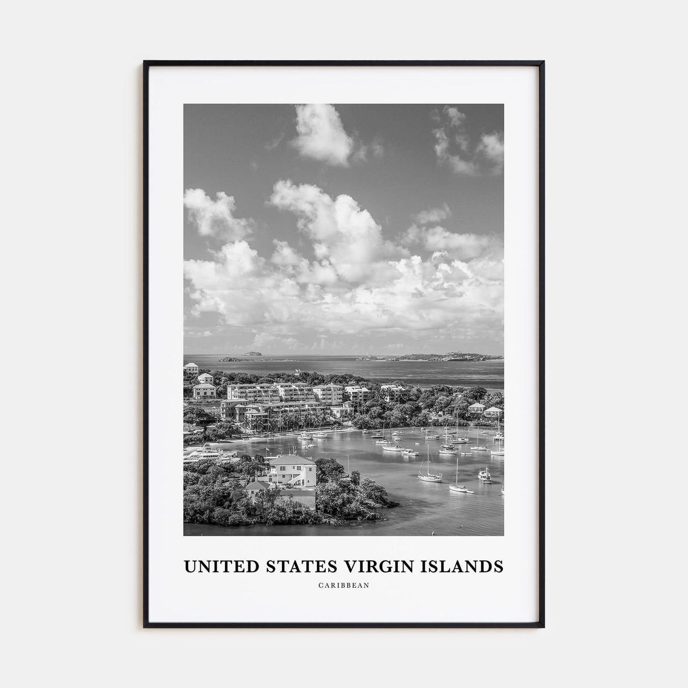 United States Virgin Islands Portrait B&W Poster