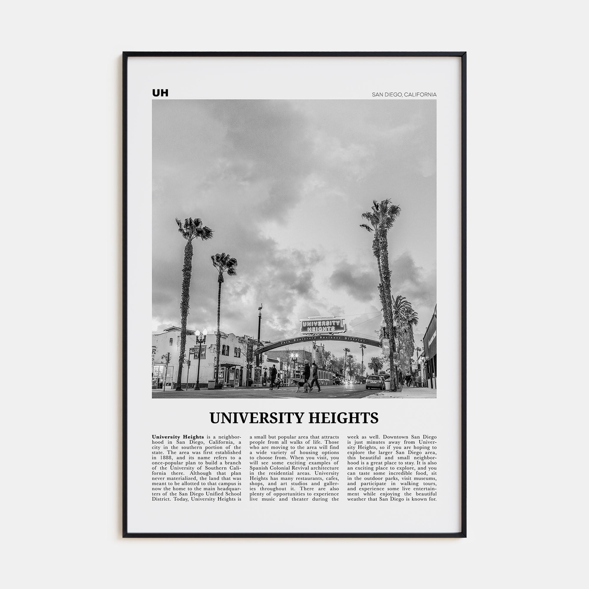 University Heights Travel B&W Poster