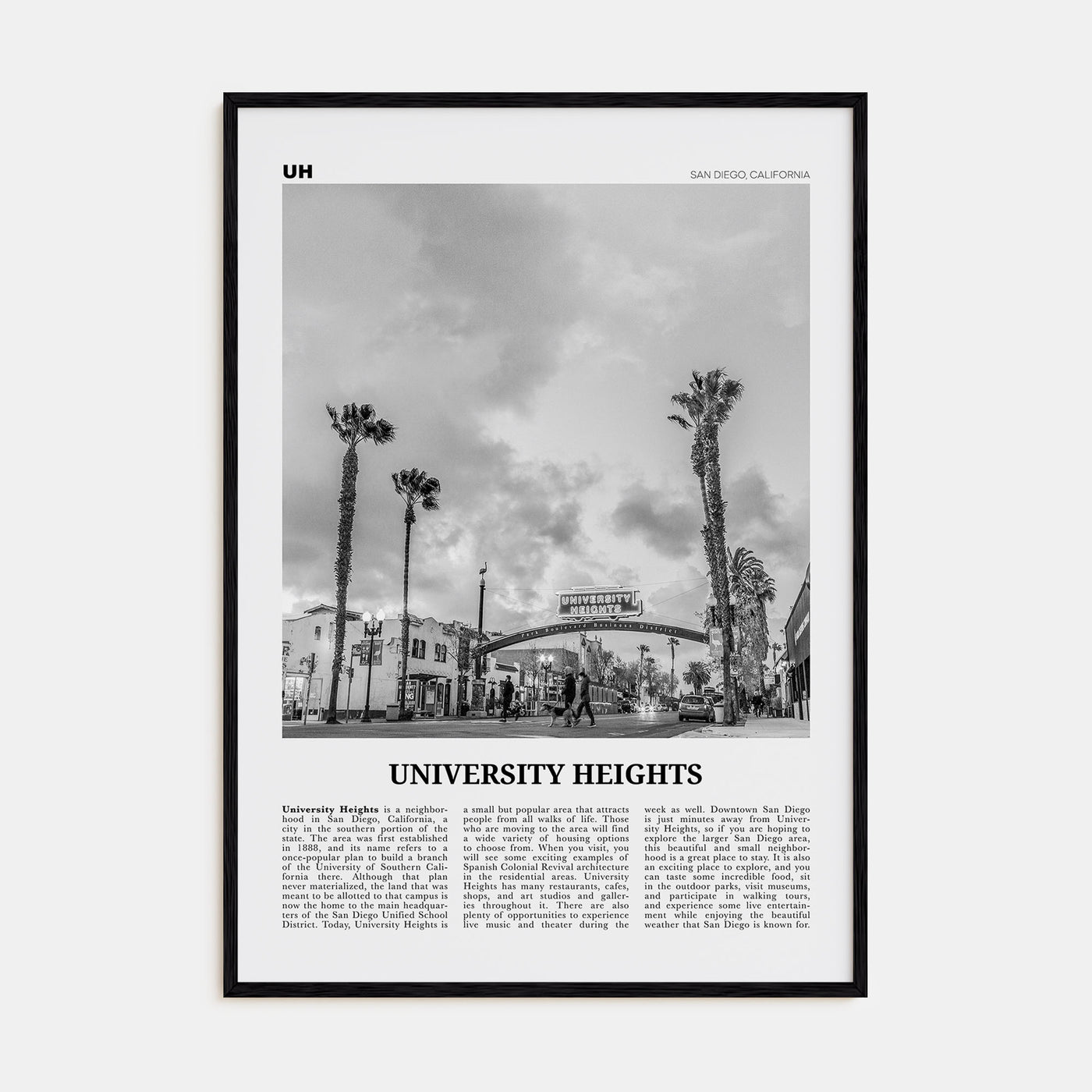 University Heights Travel B&W Poster