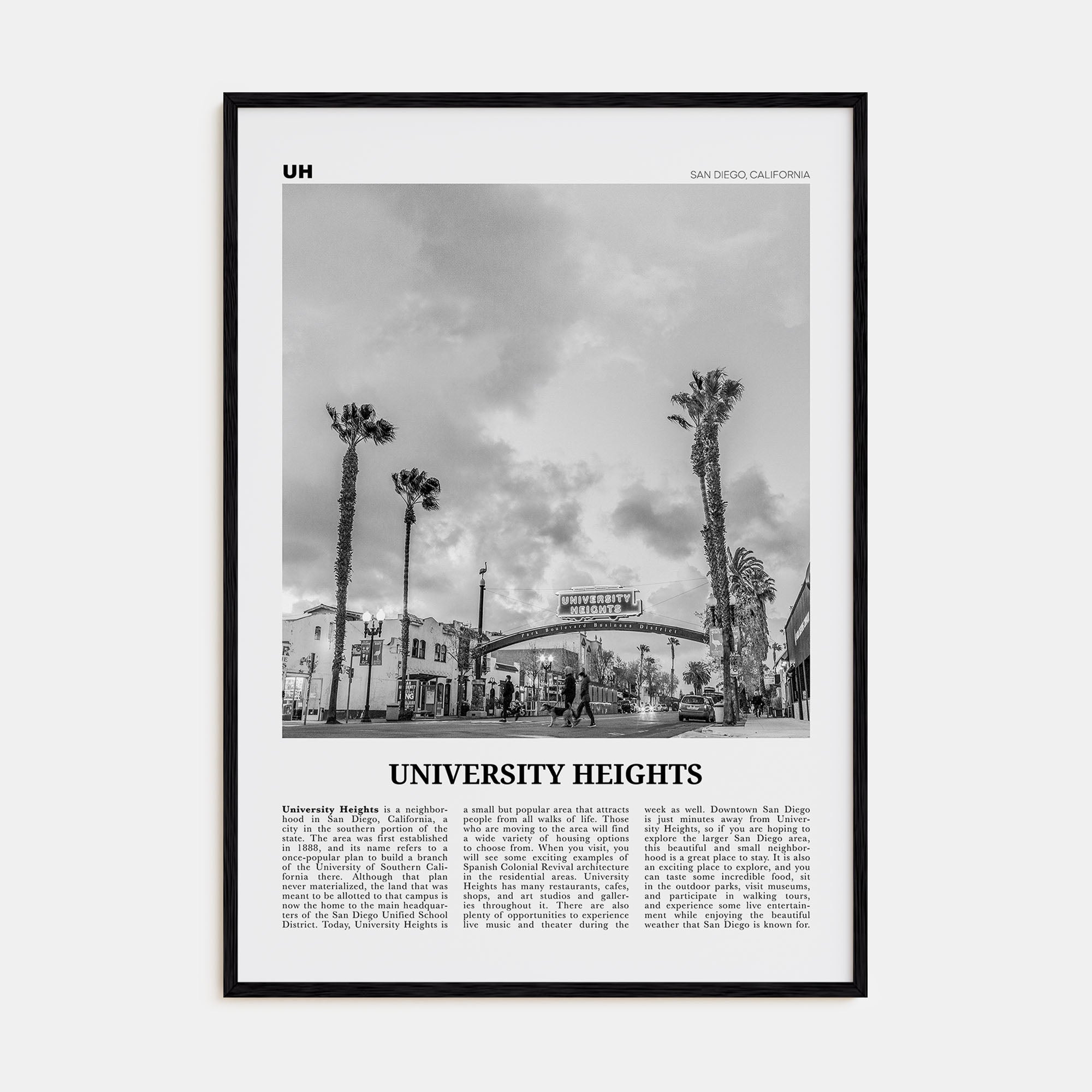 University Heights Travel B&W Poster