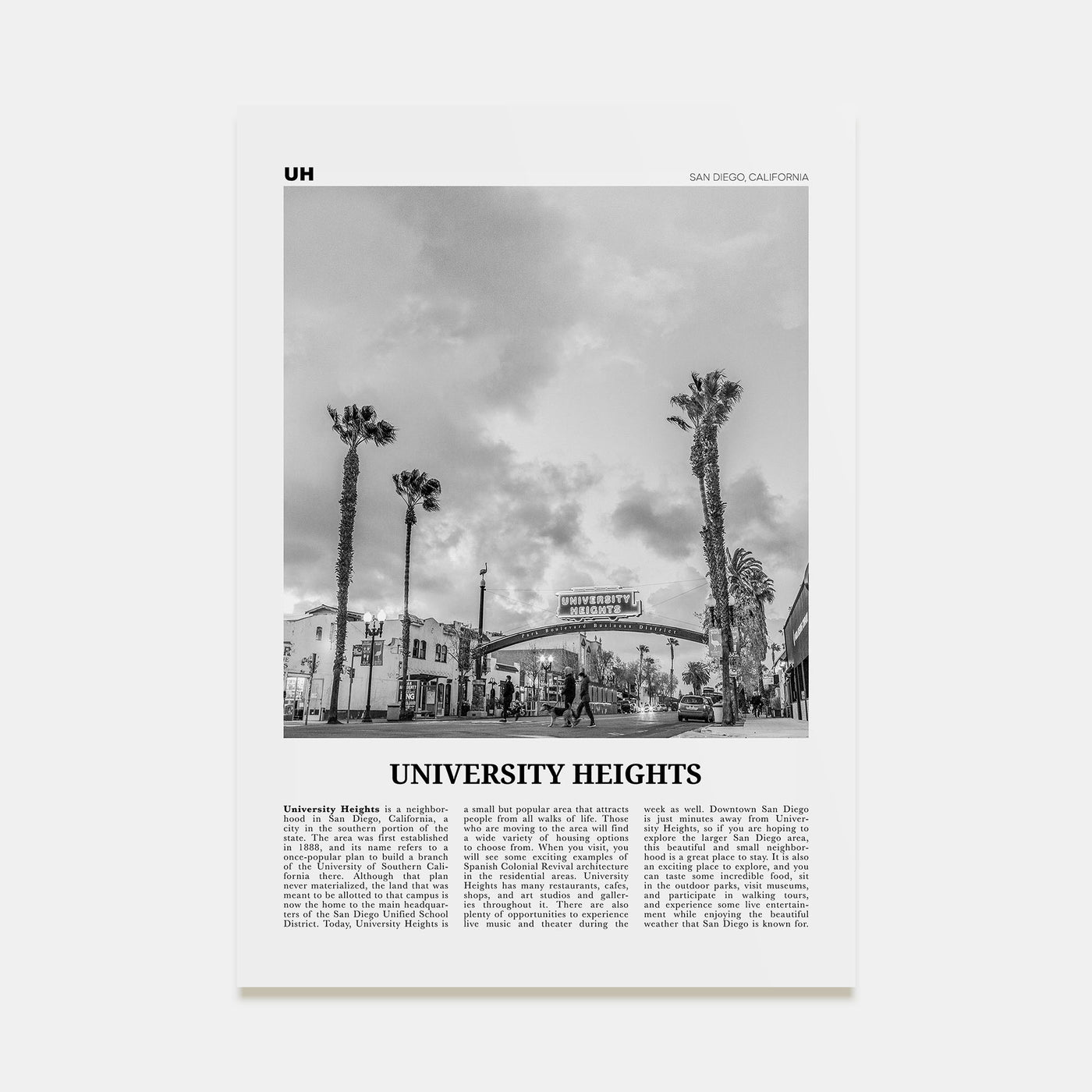 University Heights Travel B&W Poster