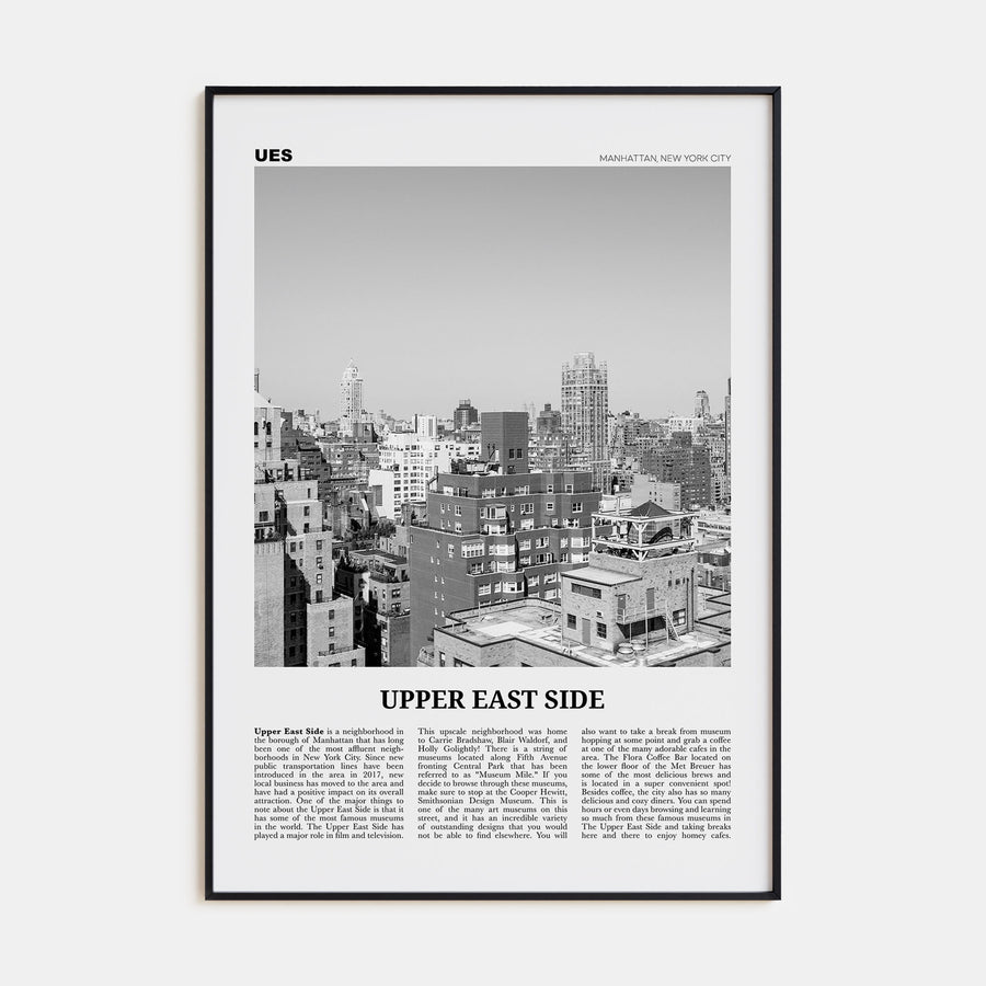 Upper East Side Travel B&W Poster