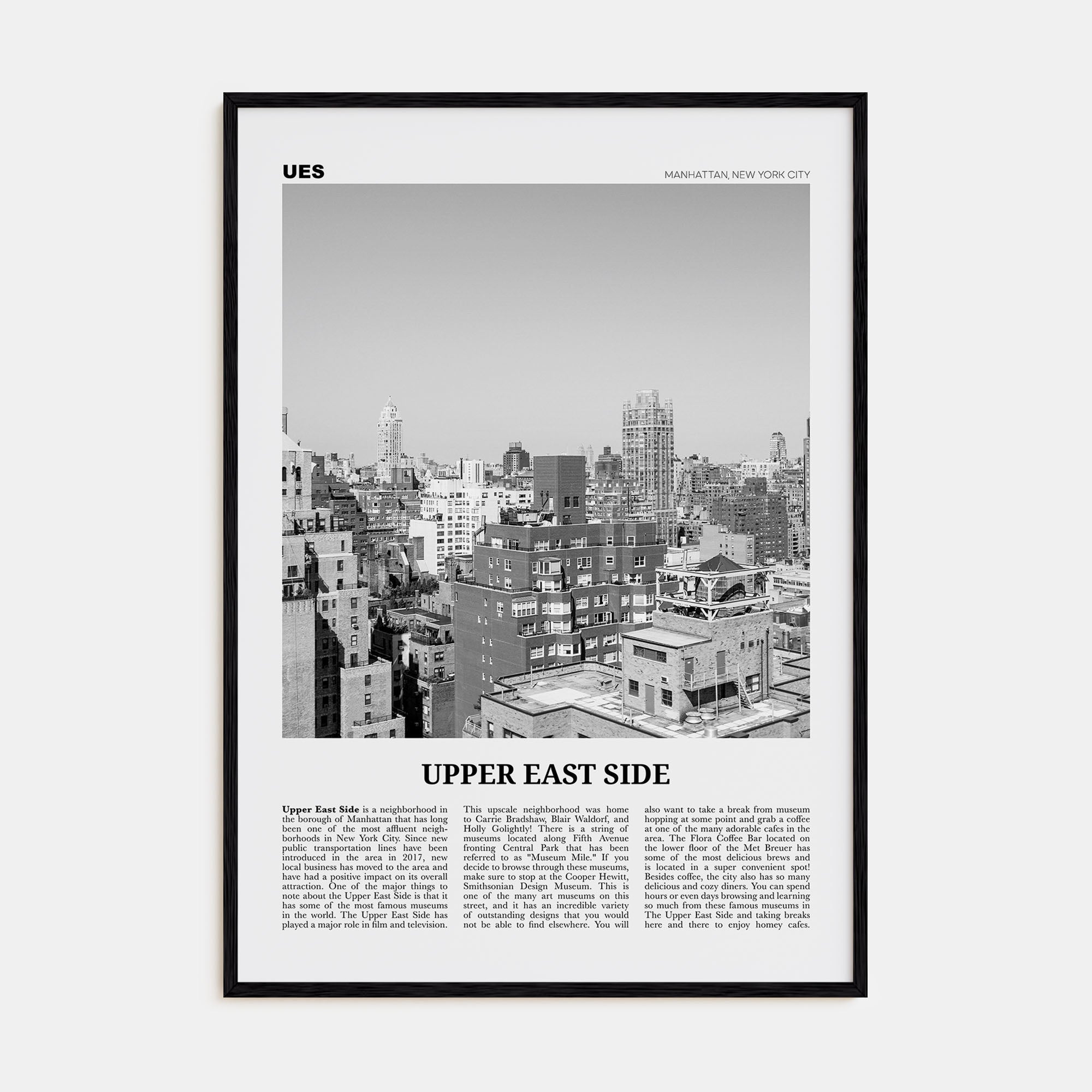 Upper East Side Travel B&W Poster