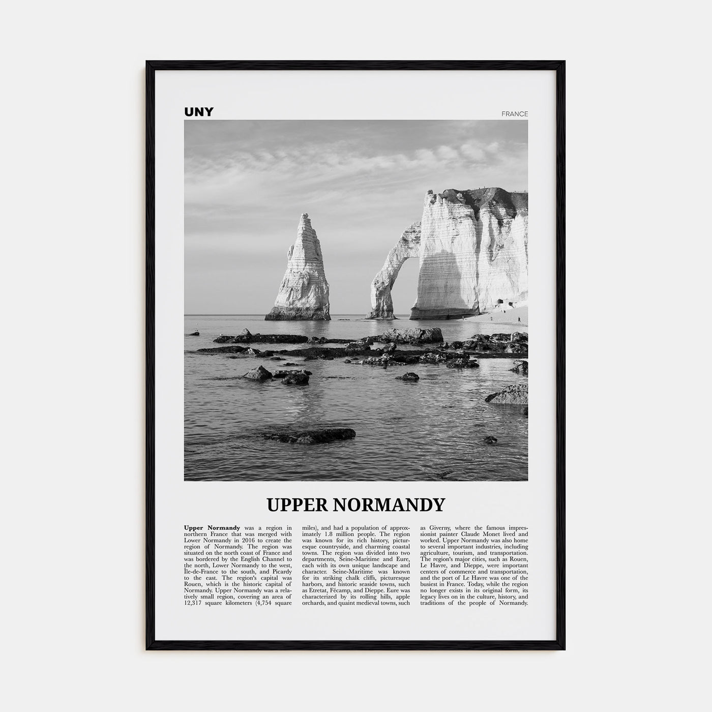 Upper Normandy Travel B&W Poster