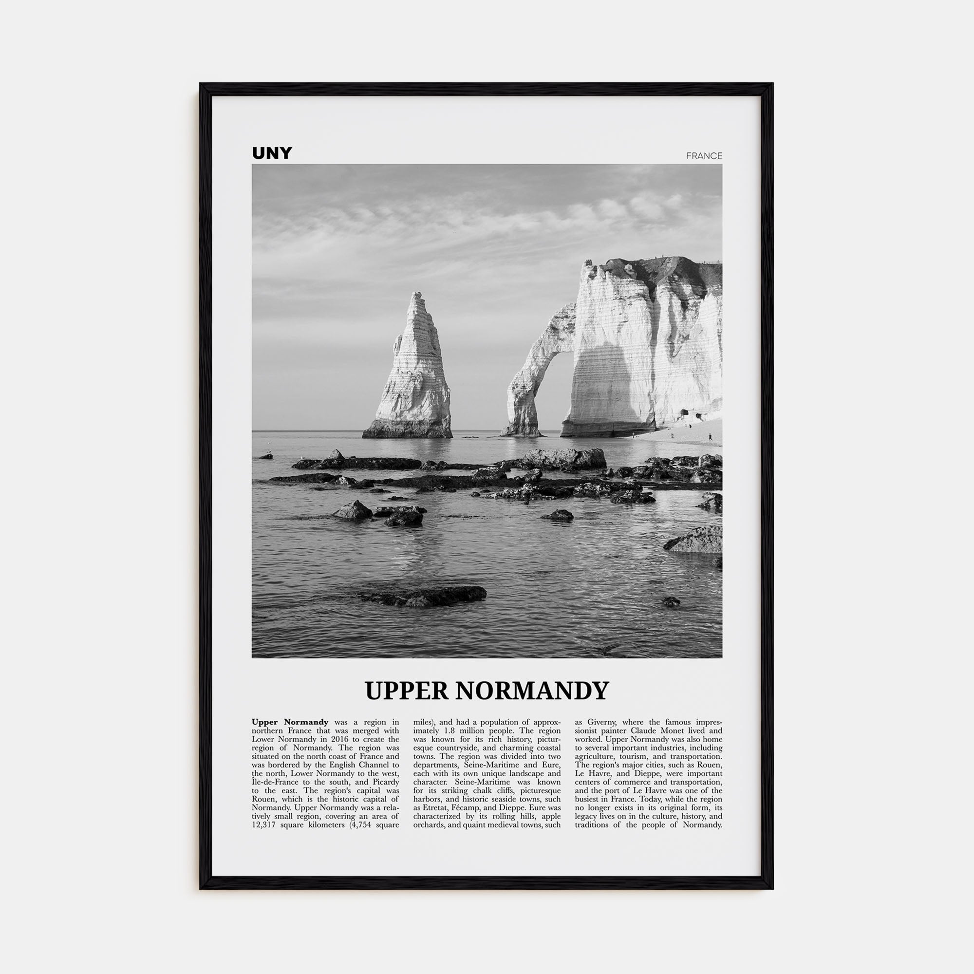 Upper Normandy Travel B&W Poster