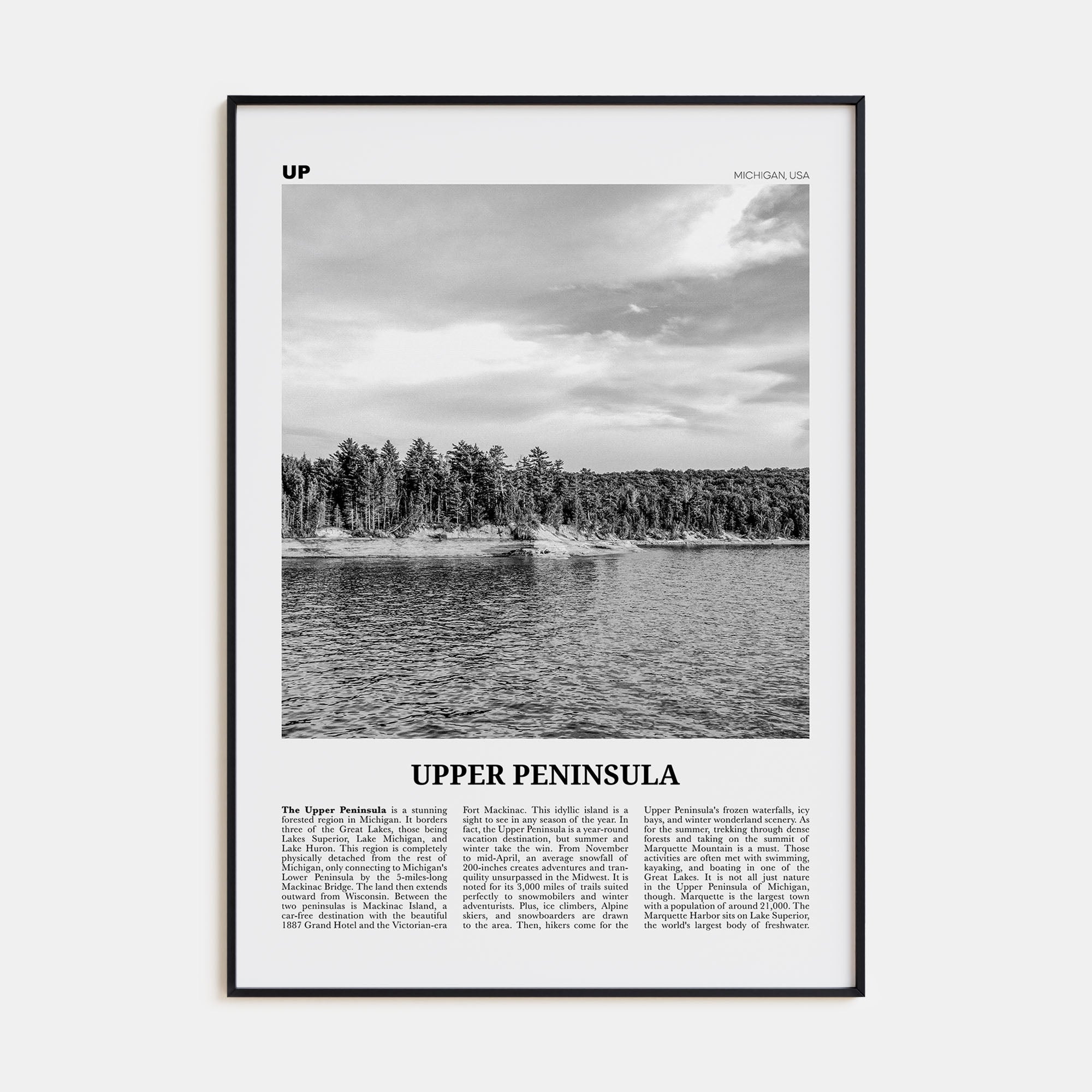 Upper Peninsula Travel B&W Poster