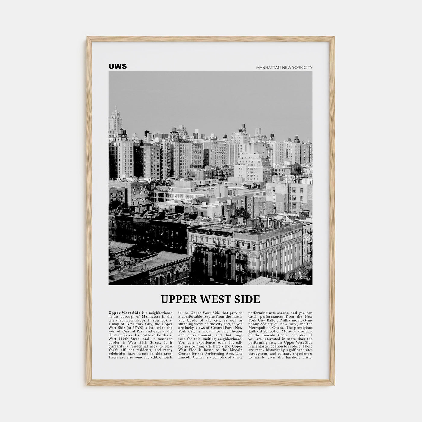 Upper West Side Travel B&W Poster