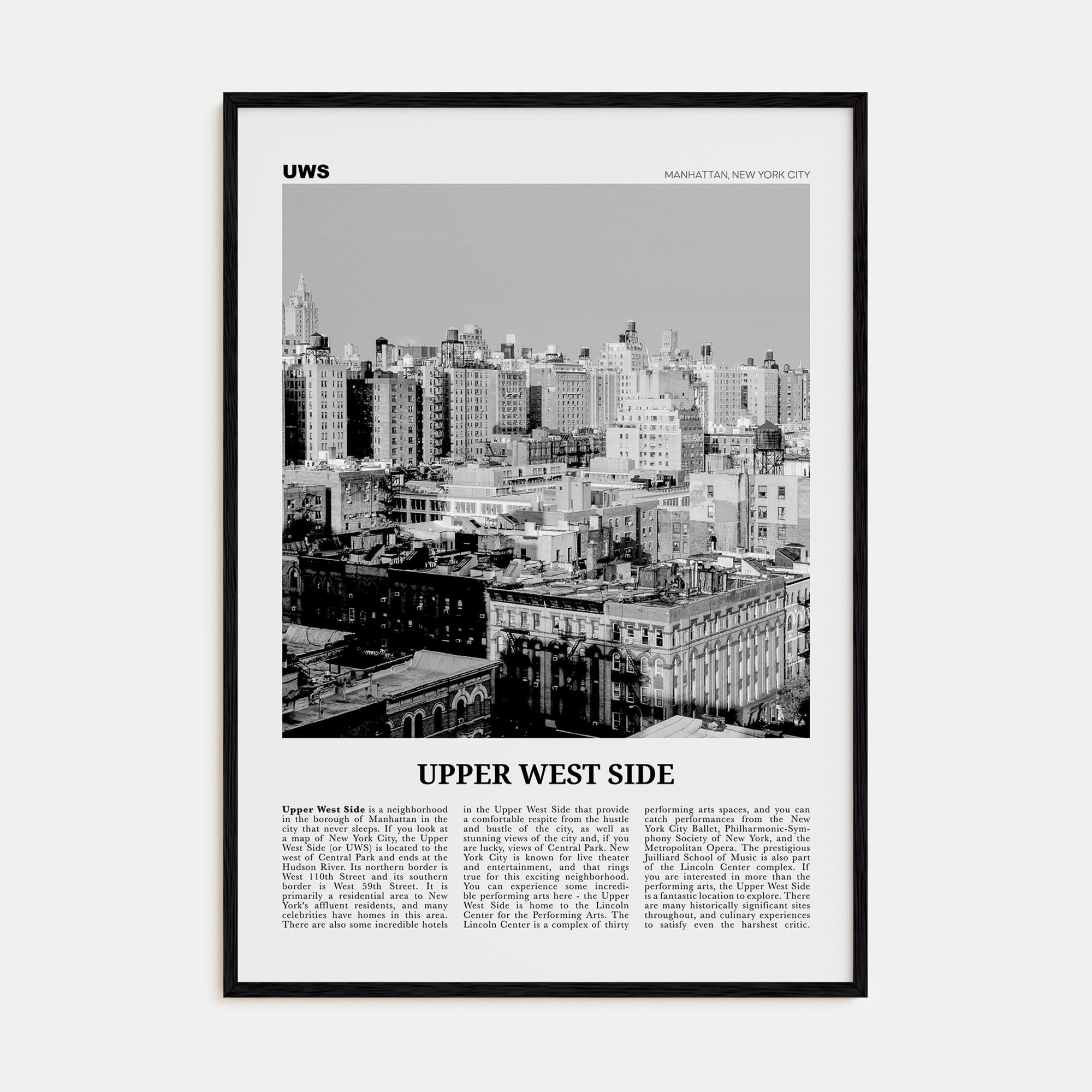 Upper West Side Travel B&W Poster