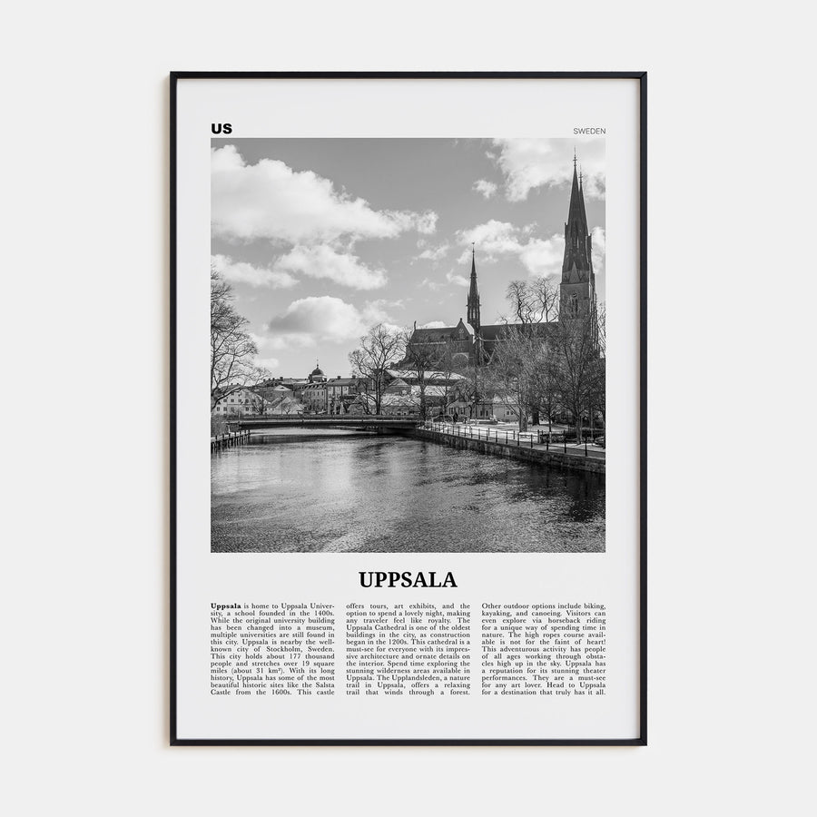 Uppsala Travel B&W Poster