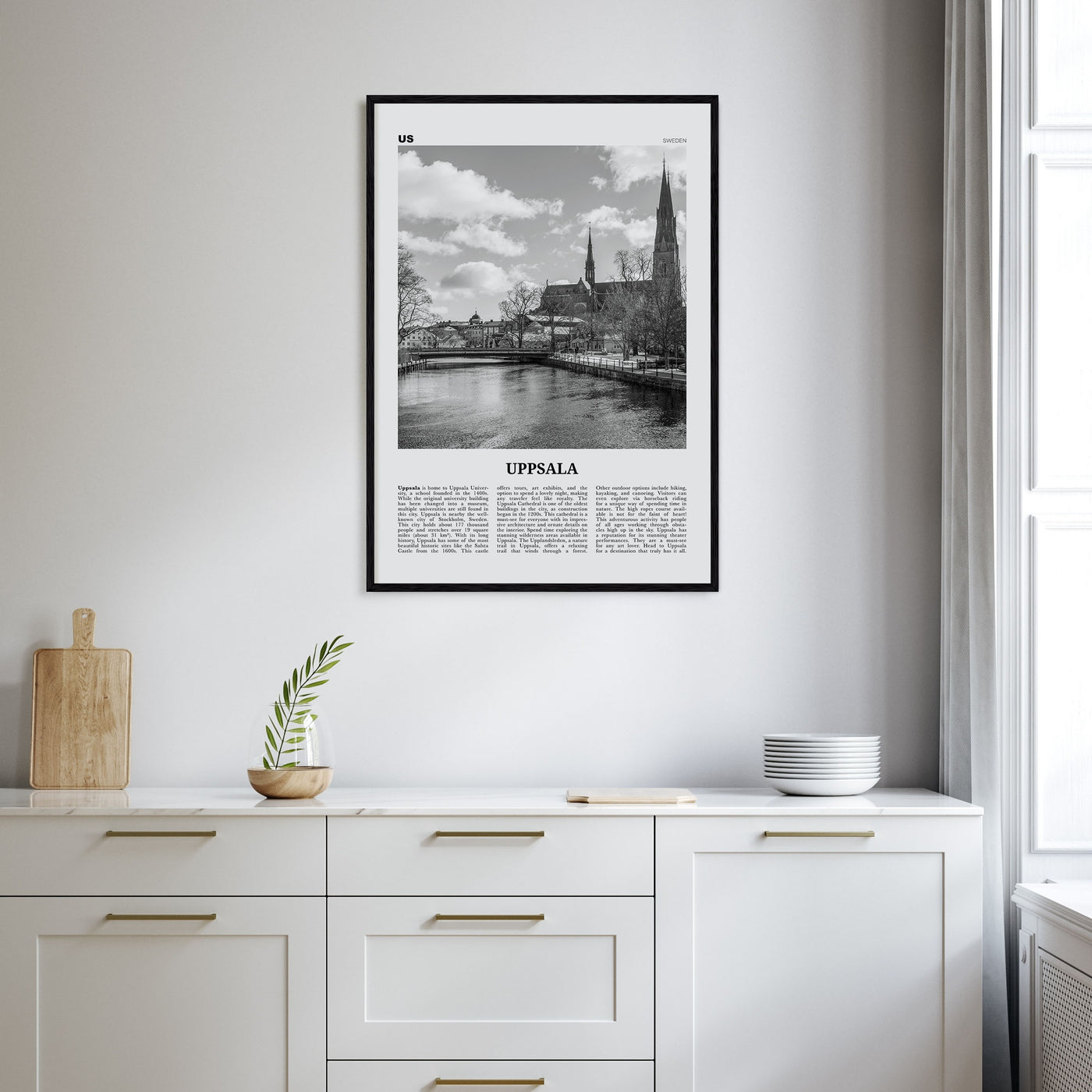 Uppsala Travel B&W Poster