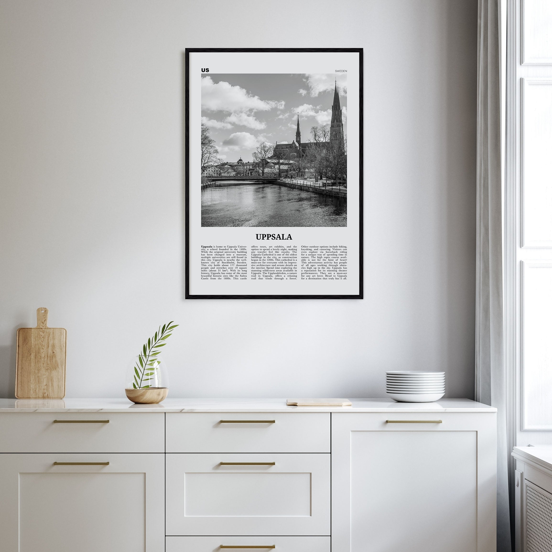 Uppsala Travel B&W Poster