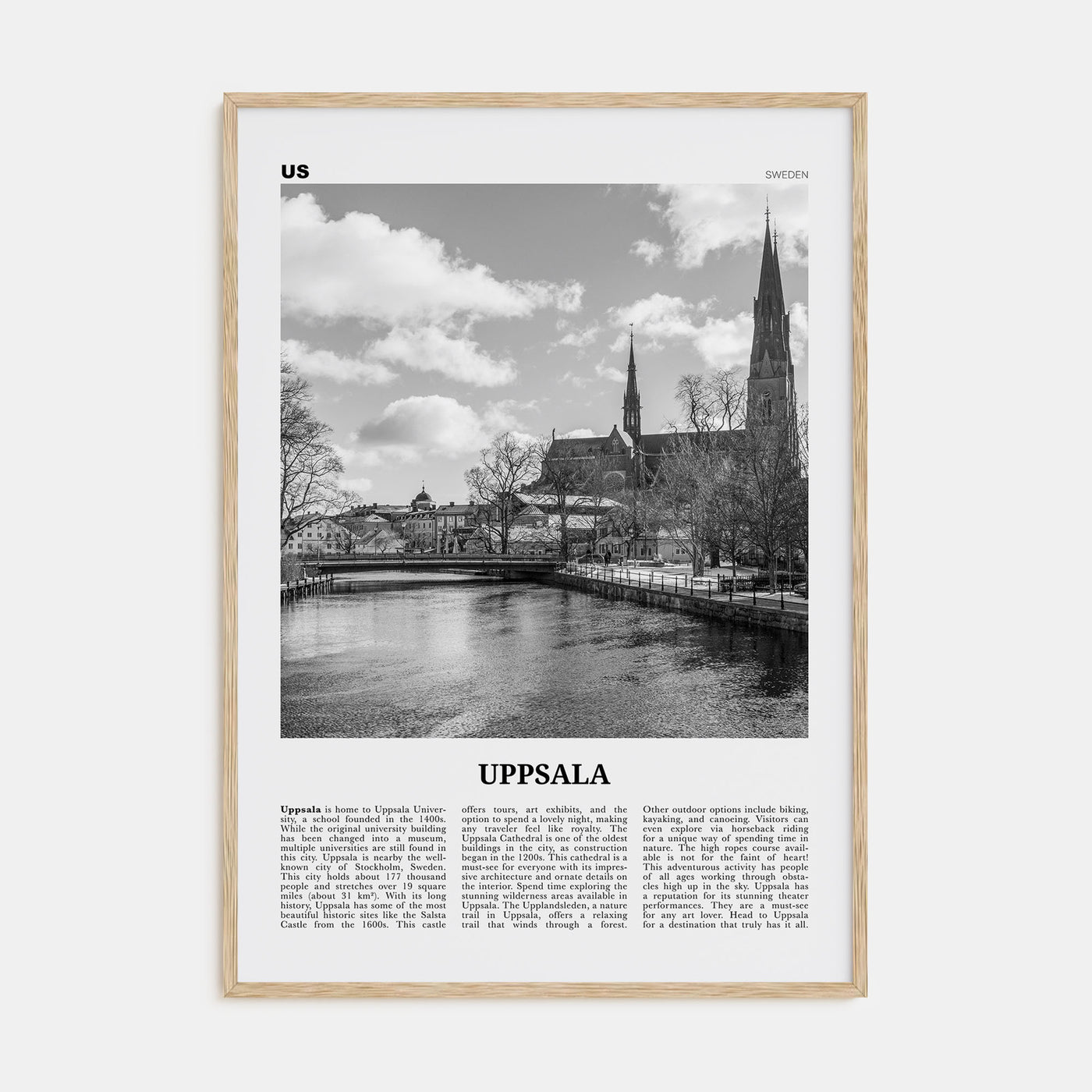 Uppsala Travel B&W Poster